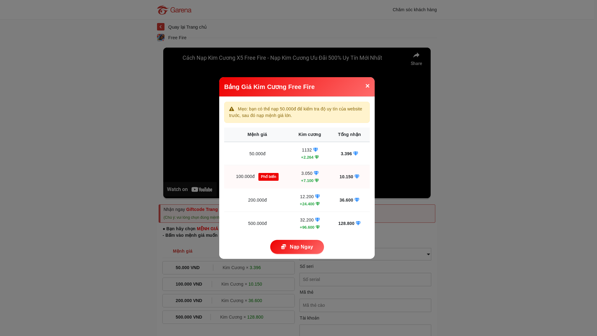 website screenshot of https://napthevip.fun/