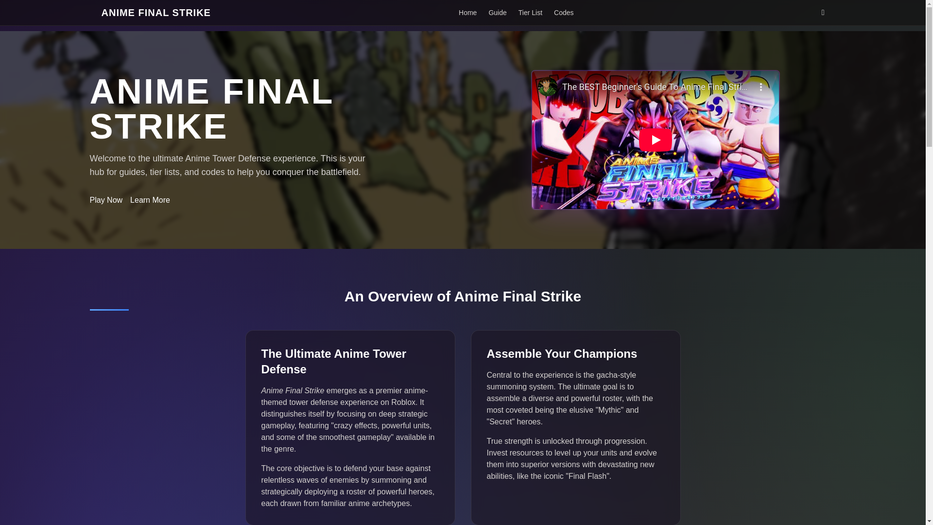 website screenshot of https://animefinalstrike.pages.dev/