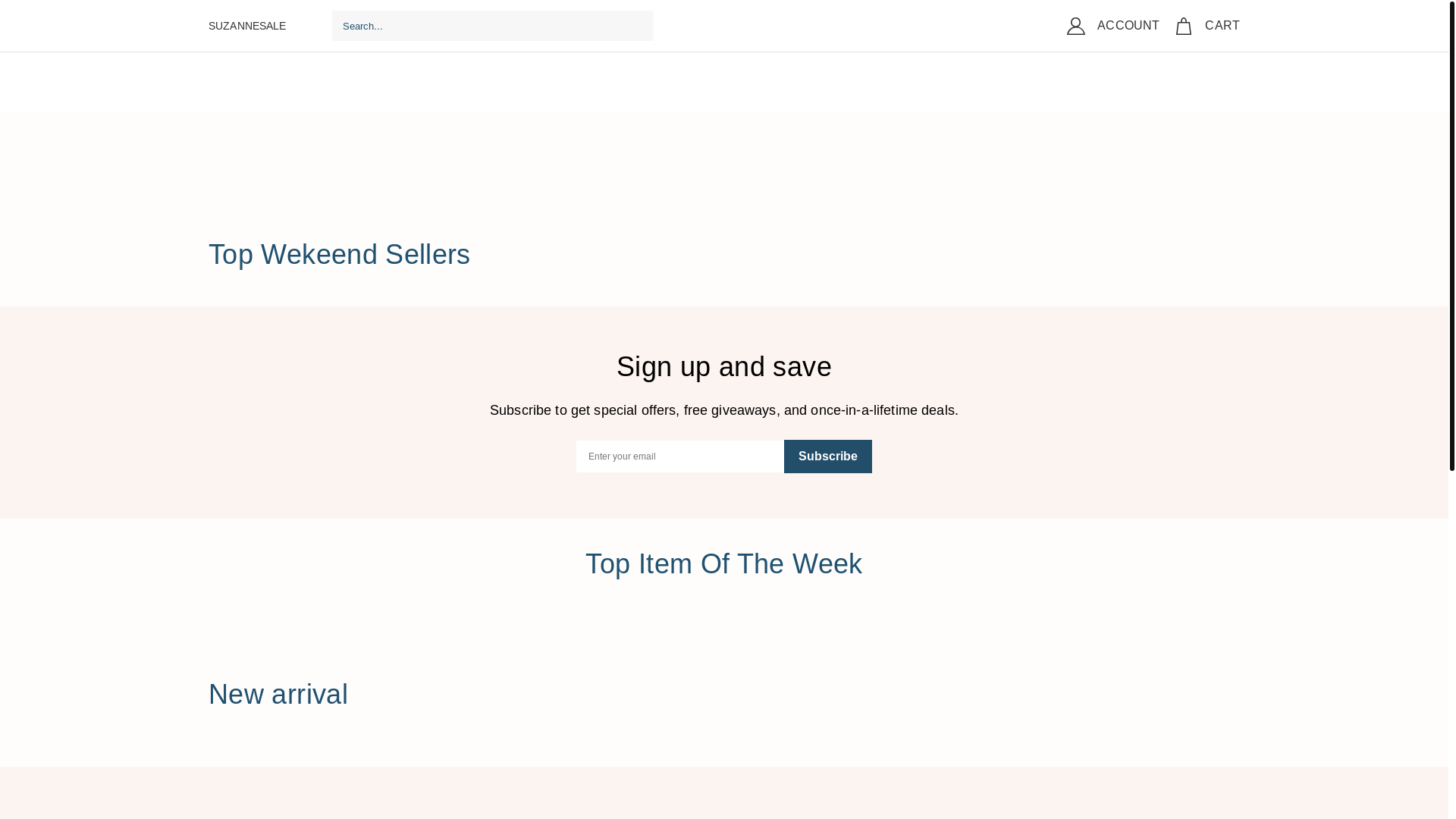 website screenshot of https://suzannesale.top/