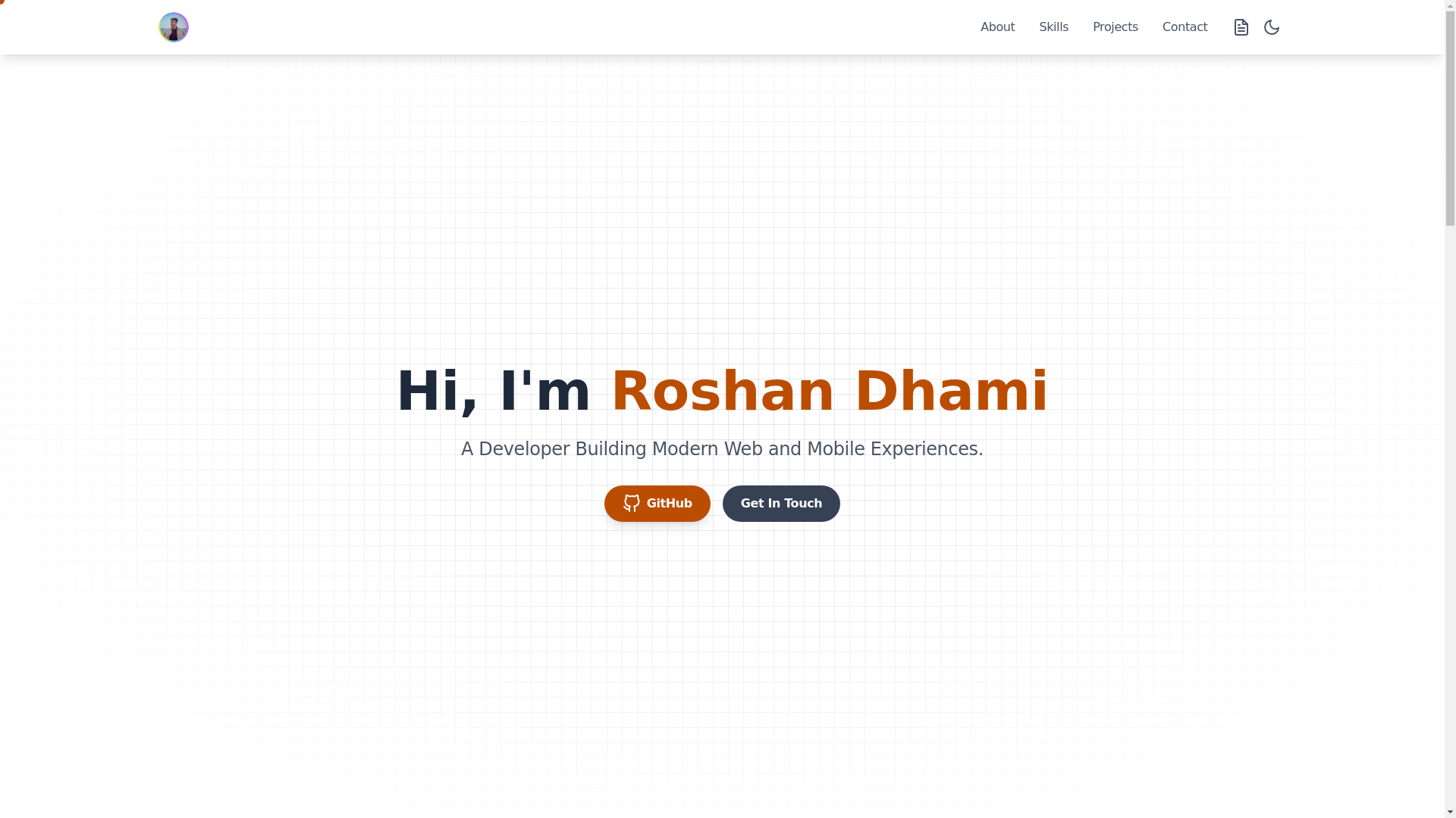 website screenshot of https://roshanportfolio.pages.dev/