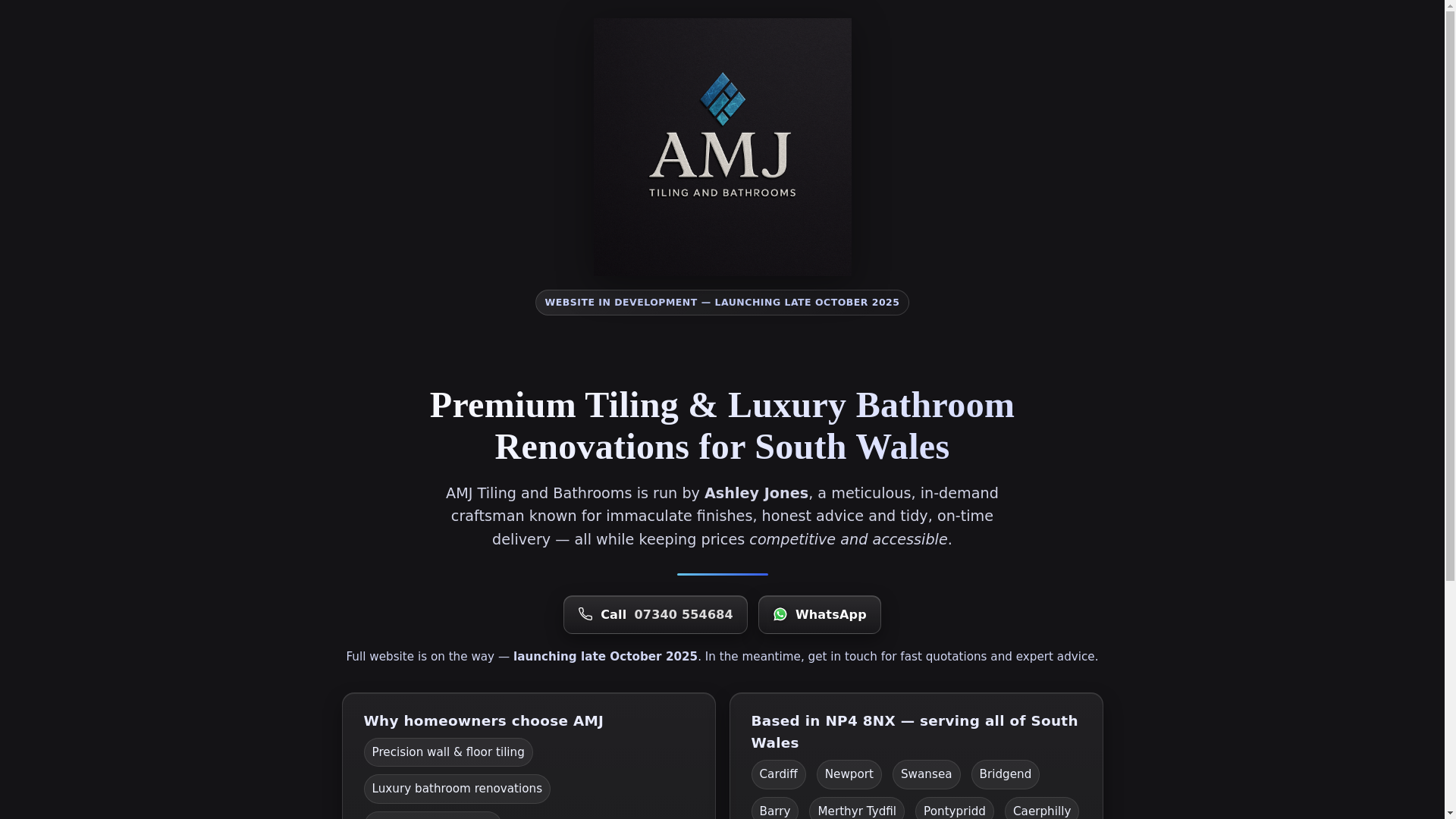 website screenshot of https://amjtilingandbathrooms.pages.dev/
