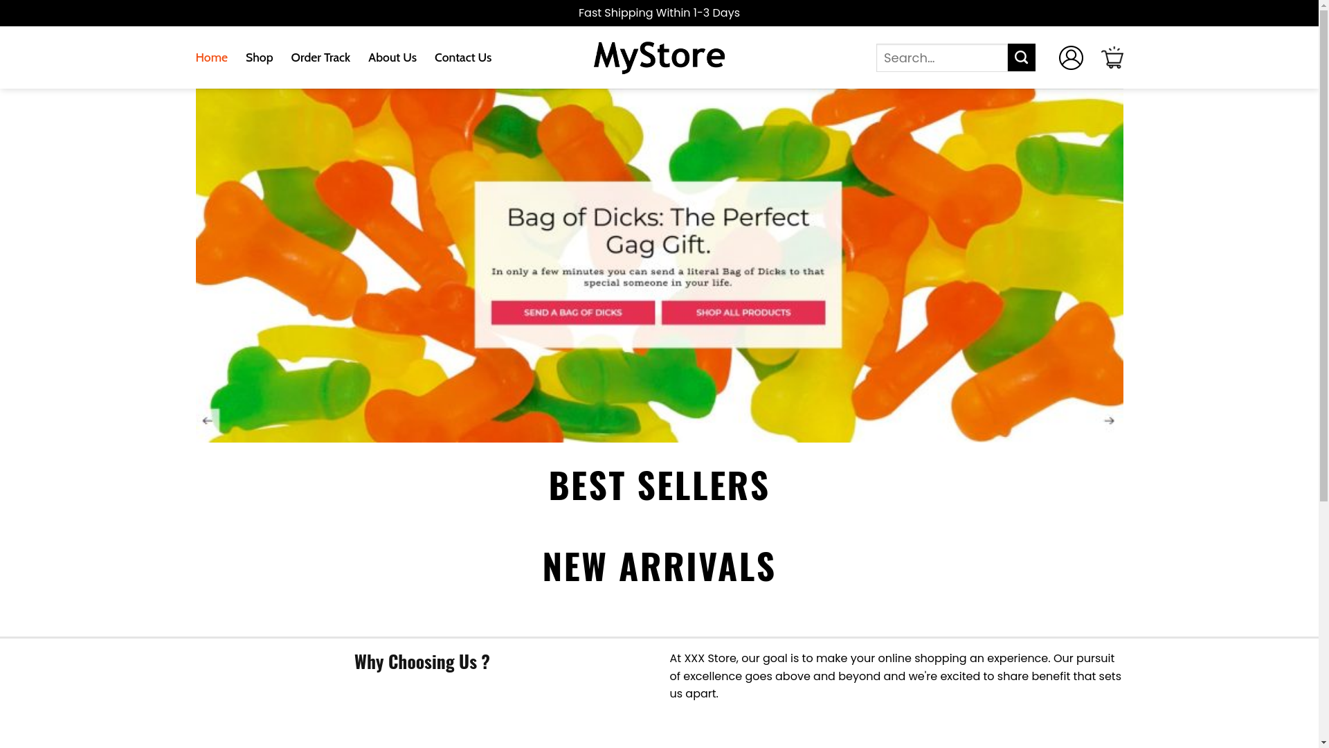 website screenshot of https://thedicksbymail.shop/