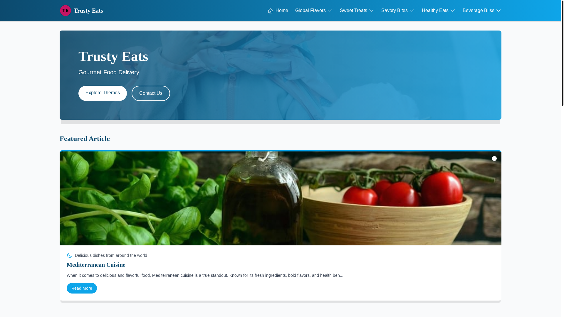website screenshot of https://trustycuisine.food/