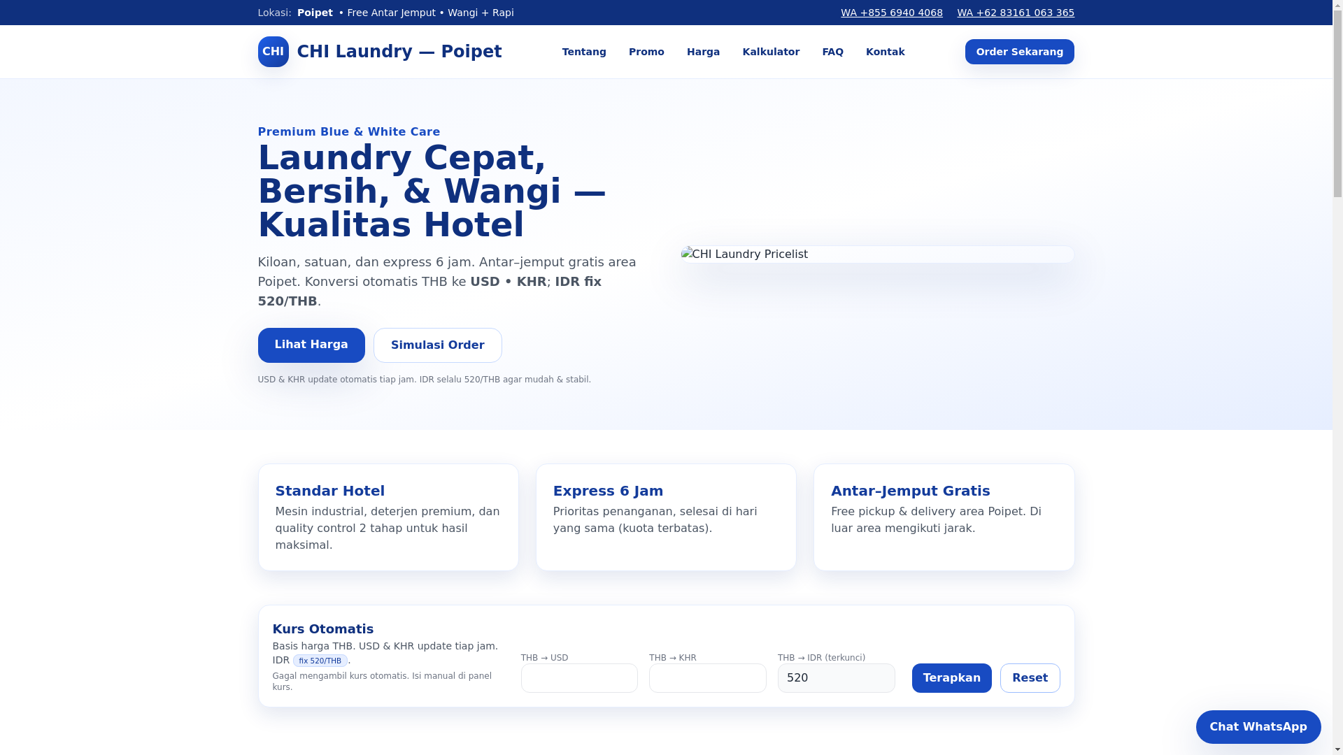 website screenshot of https://chilaundry.pages.dev/