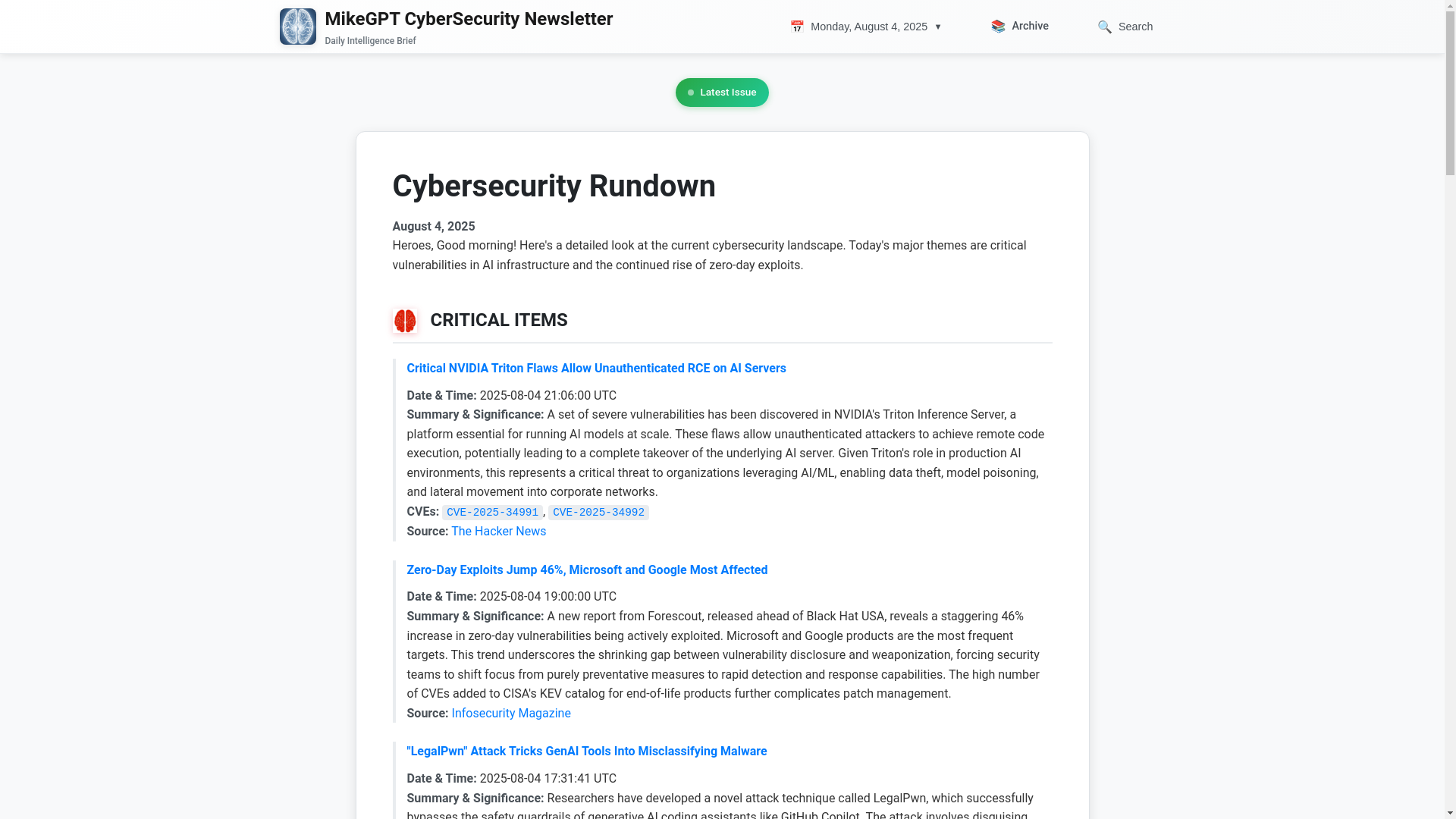 website screenshot of https://mikegpt-cybersecurity-newsletter-v2.pages.dev/