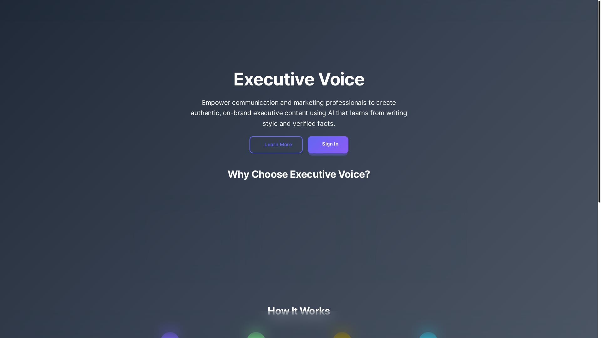website screenshot of https://executivevoice.ai/