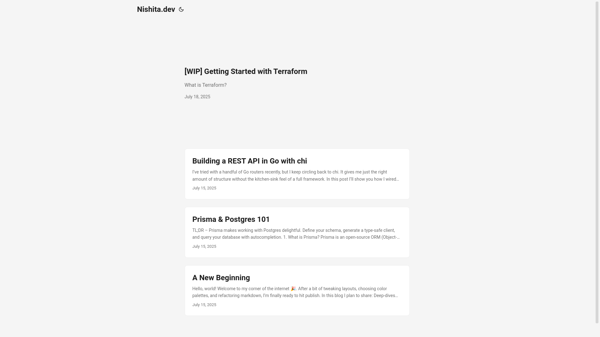 website screenshot of https://nishita-dev.pages.dev/