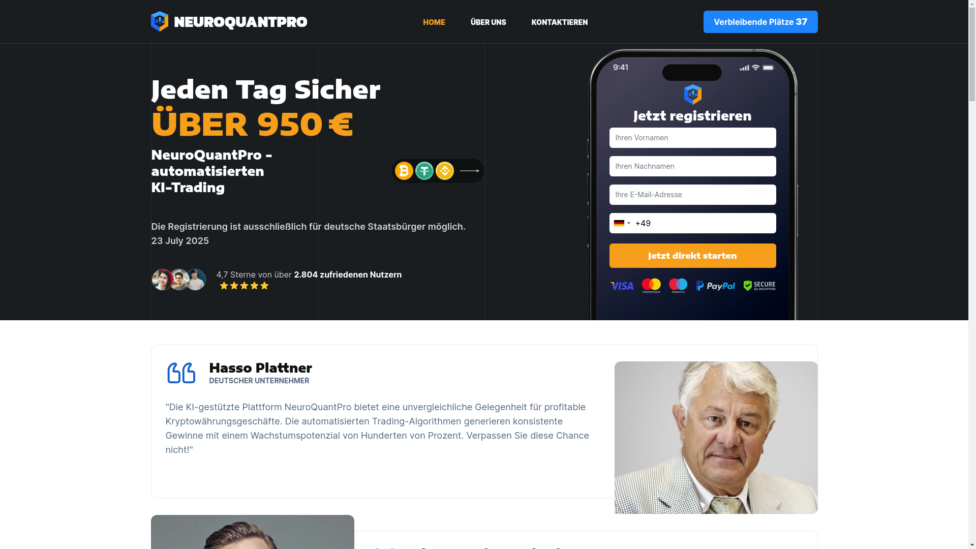 website screenshot of https://neuroquantpro.org/