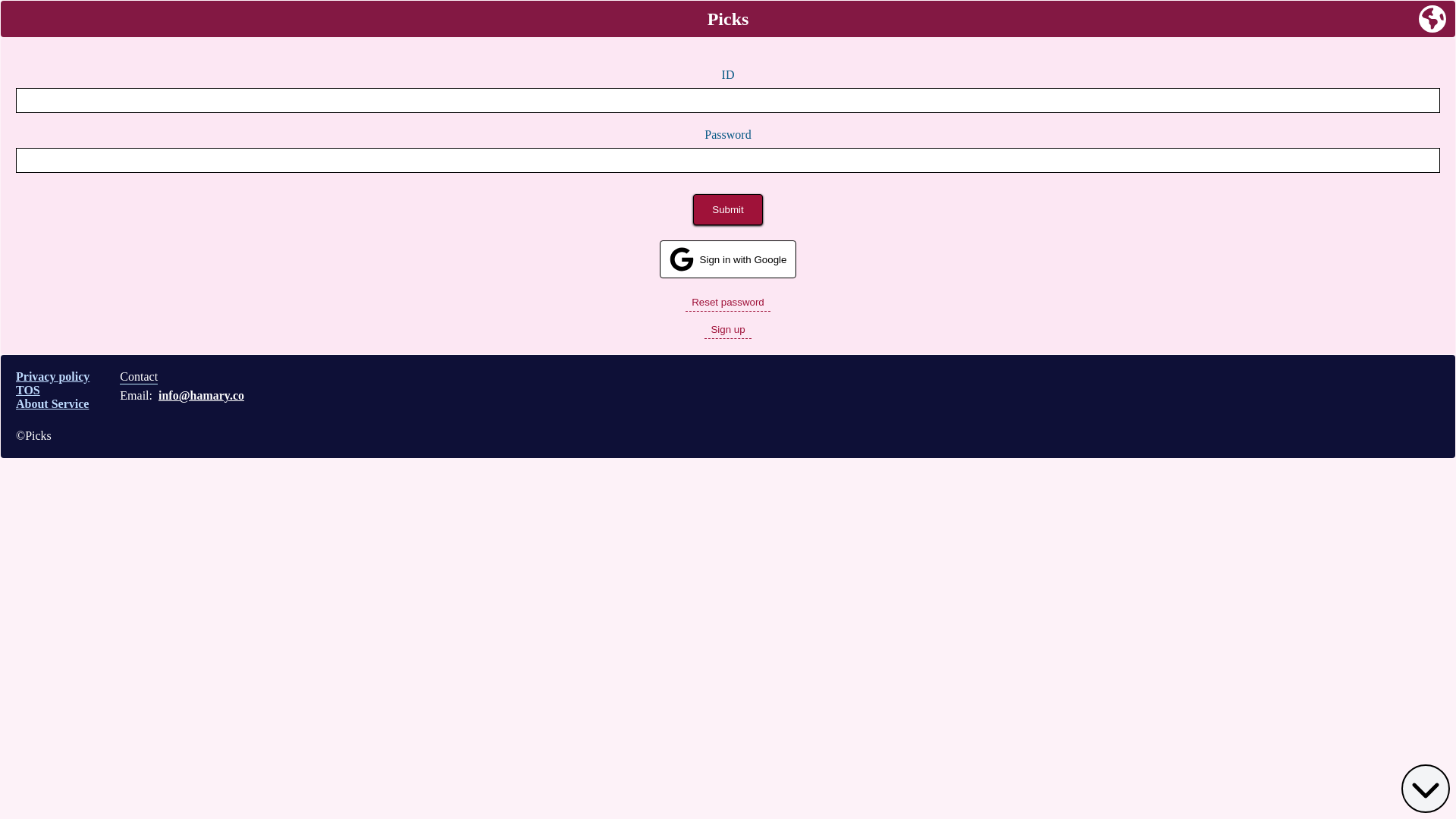 website screenshot of https://picks-frontend.pages.dev/