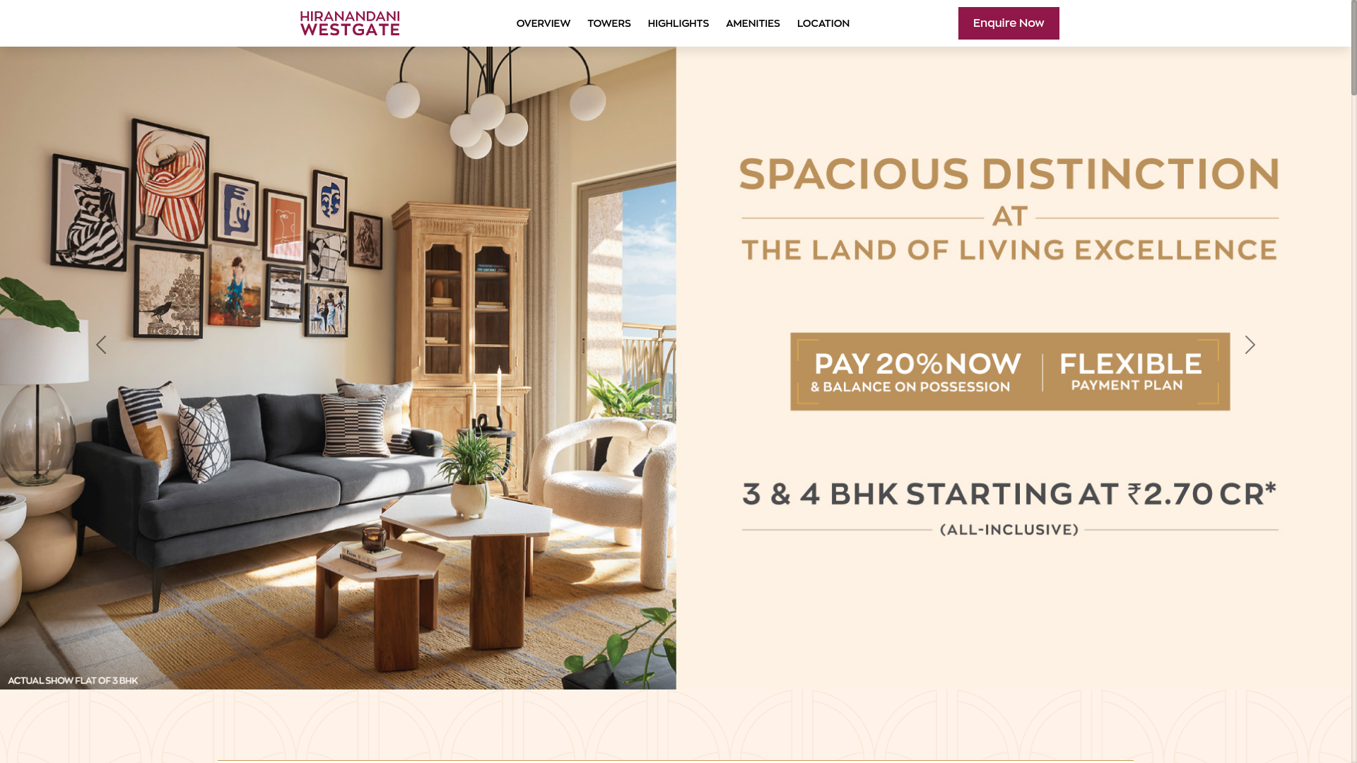website screenshot of https://hiranandaniwestgate.co/