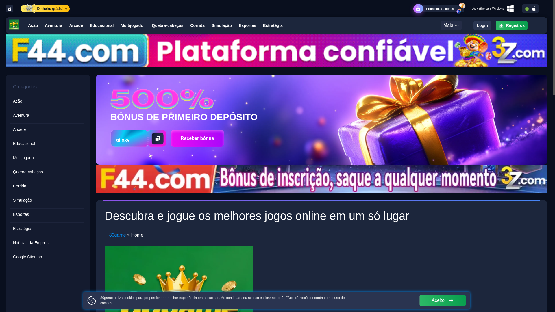 website screenshot of https://jogo80game.com/