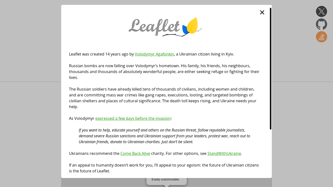 website screenshot of https://leafletjs.com/