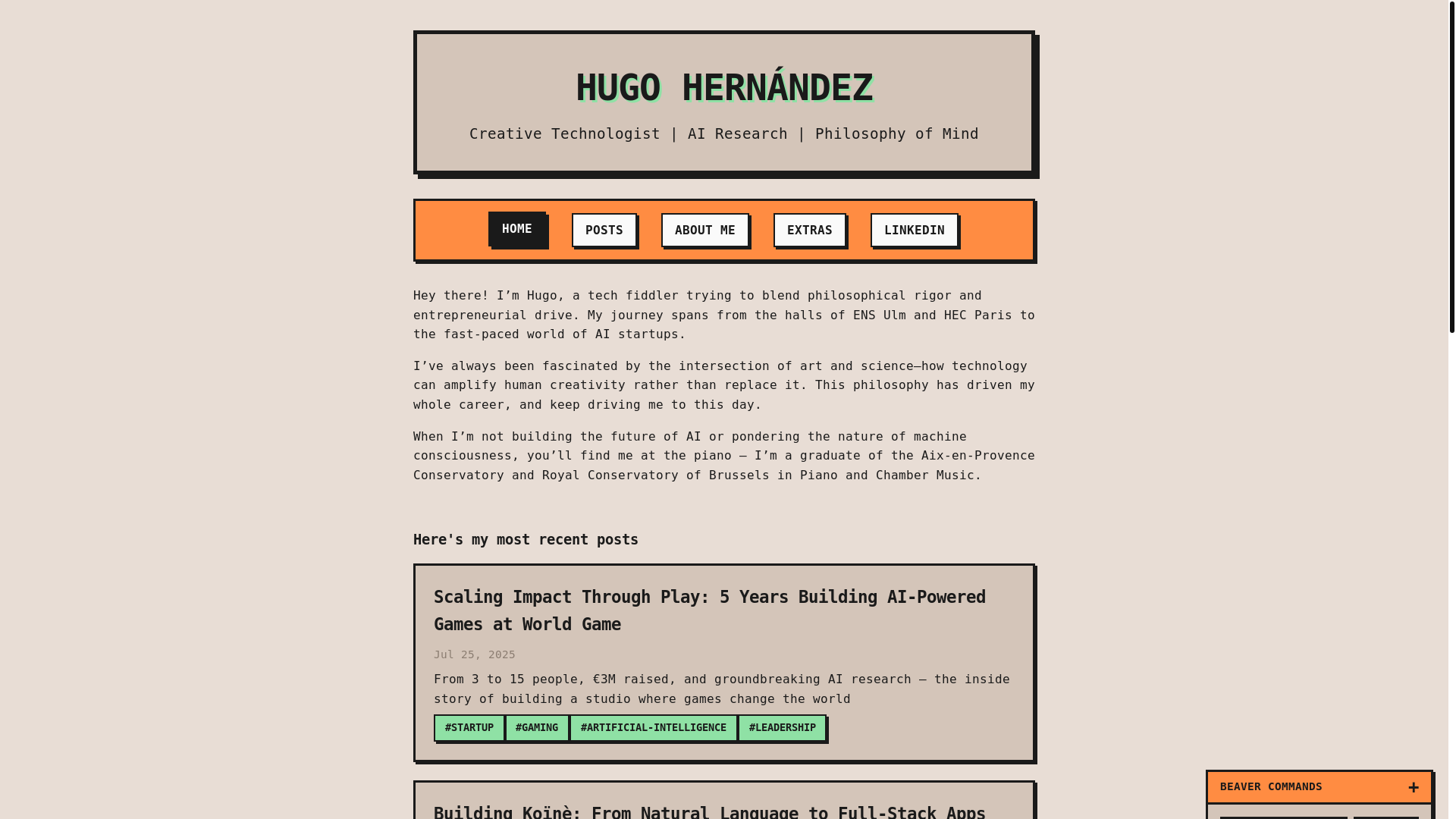 website screenshot of https://beave.club/