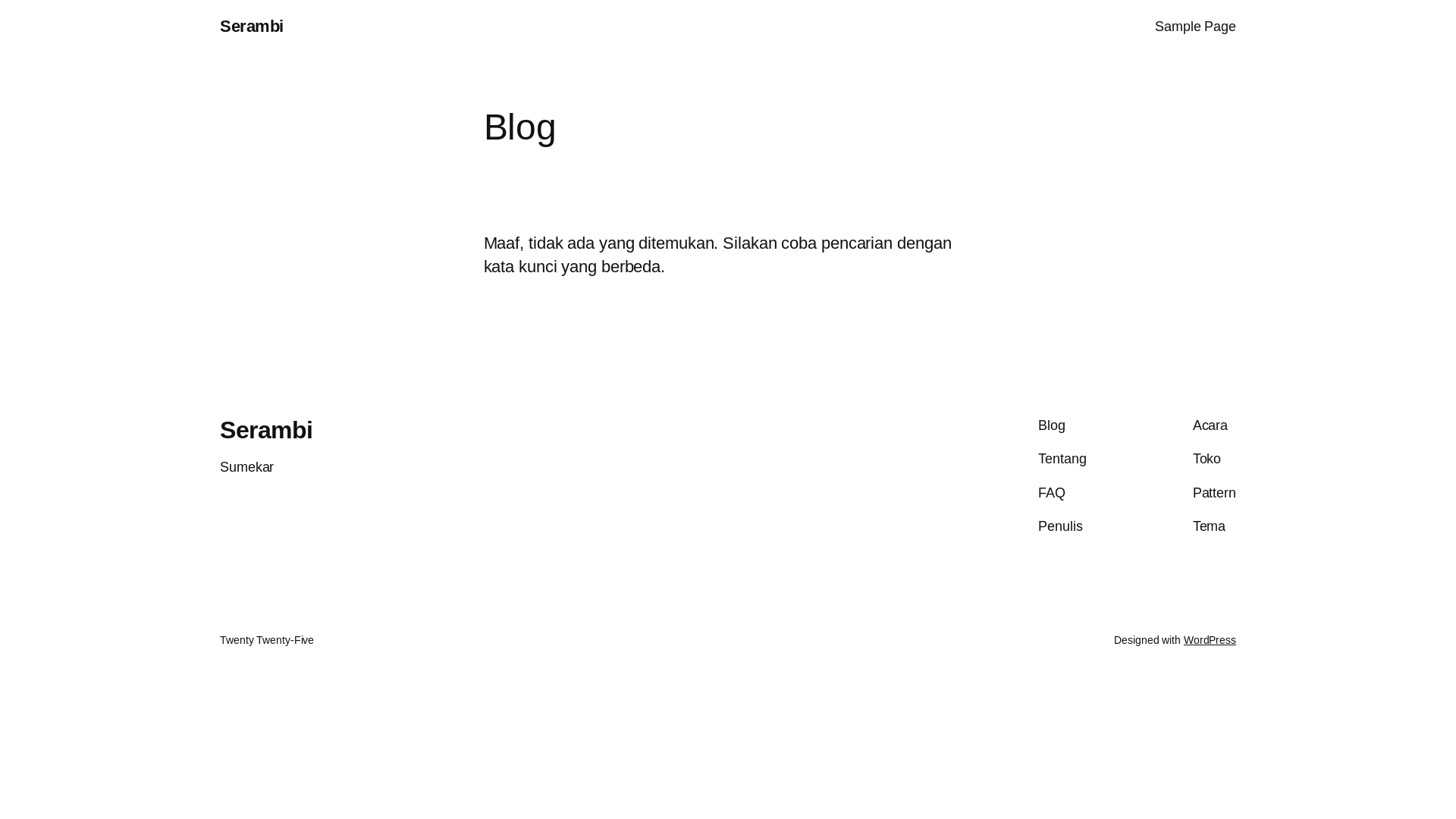 website screenshot of https://serambisumekar.com/