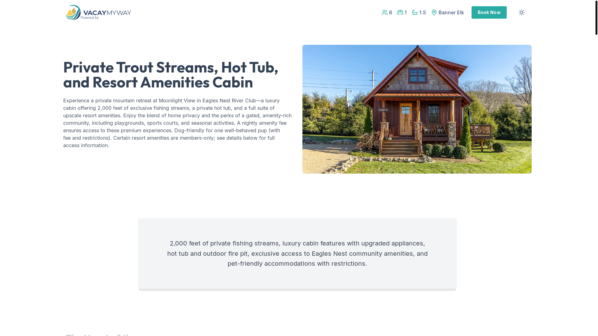 website screenshot of https://sereneelk.vacations/