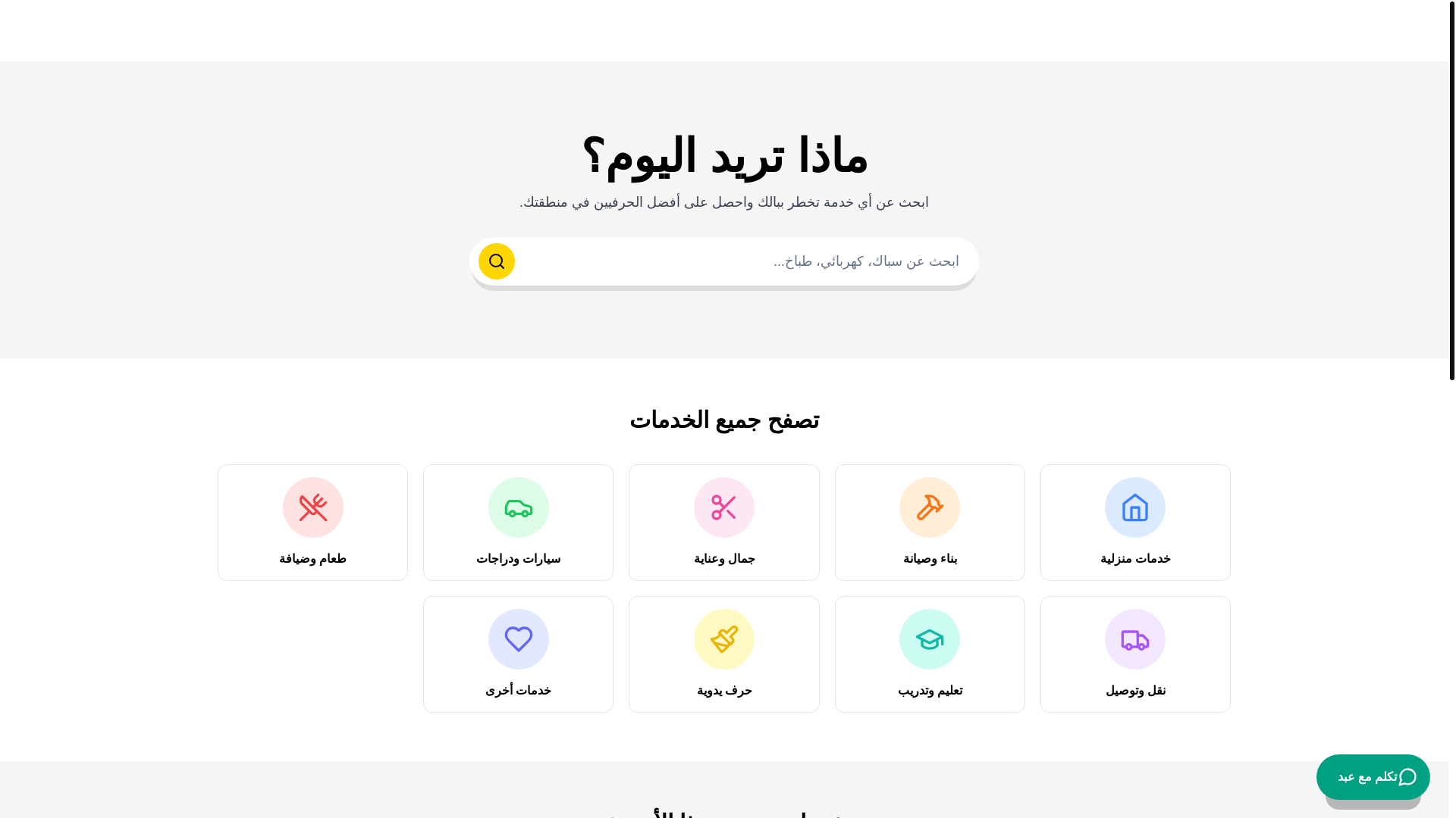 website screenshot of https://badirlilkhadamat.com/