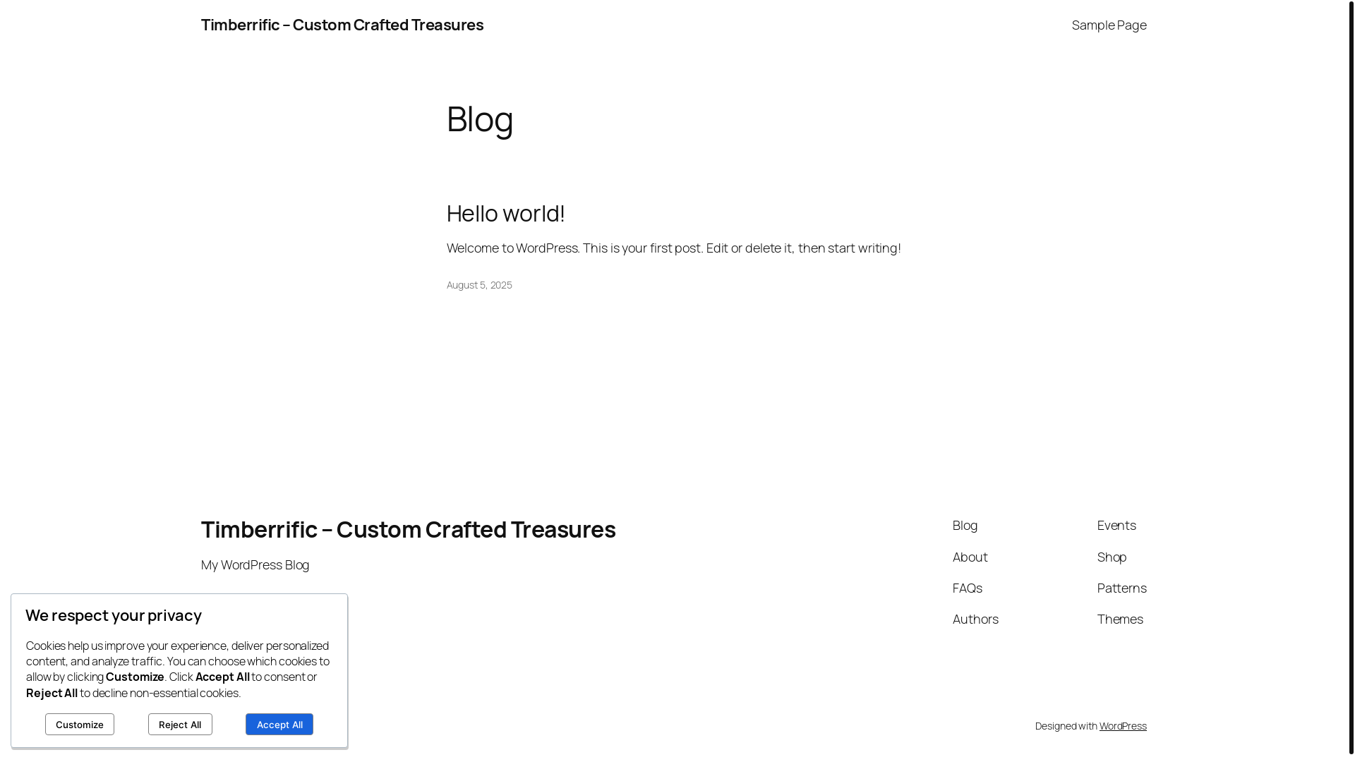 website screenshot of https://timberrific.com/