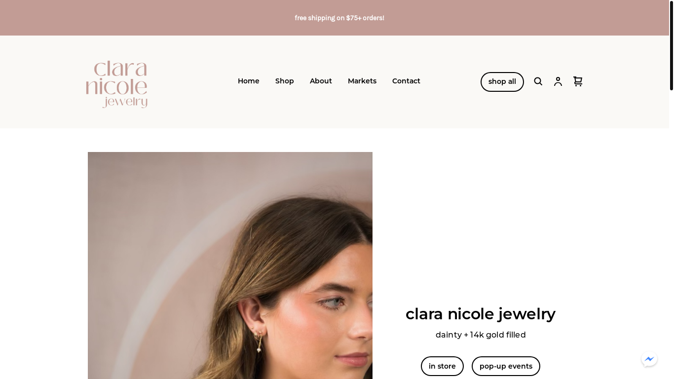 website screenshot of https://claranicolejewelry.com/