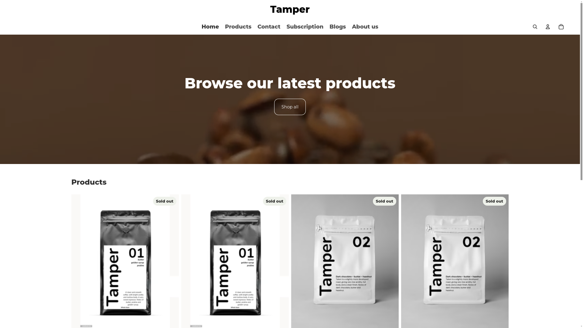 website screenshot of https://tampercoffeebean.co.uk/