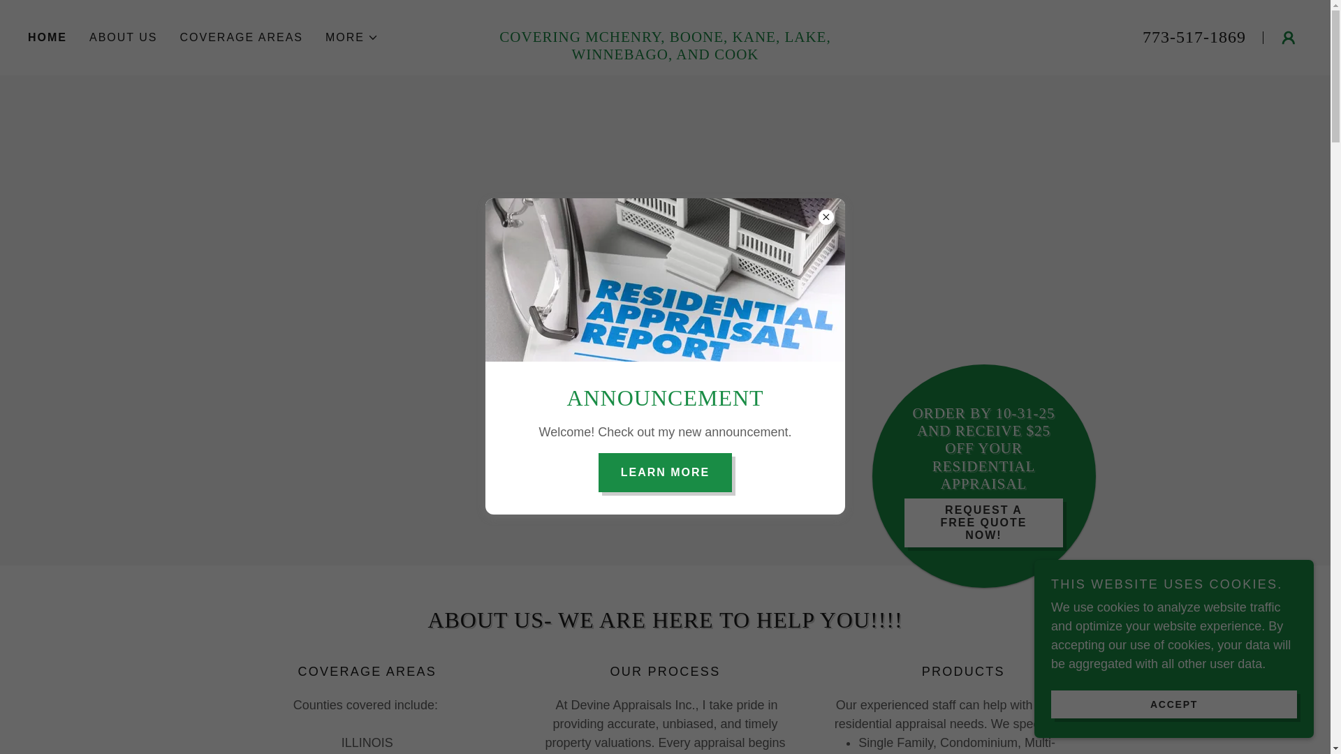 website screenshot of https://devineappraisalsinc.com/