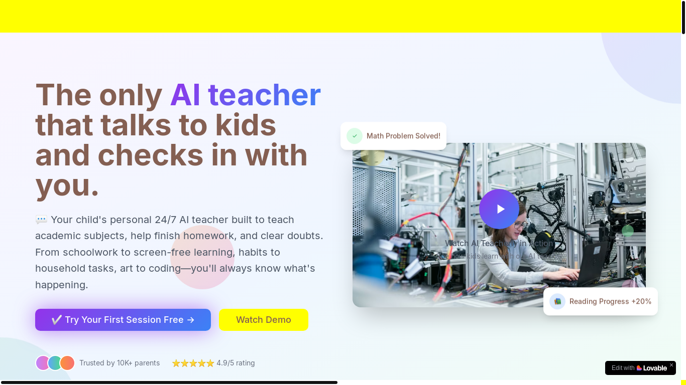 website screenshot of https://aiteacherly.com/