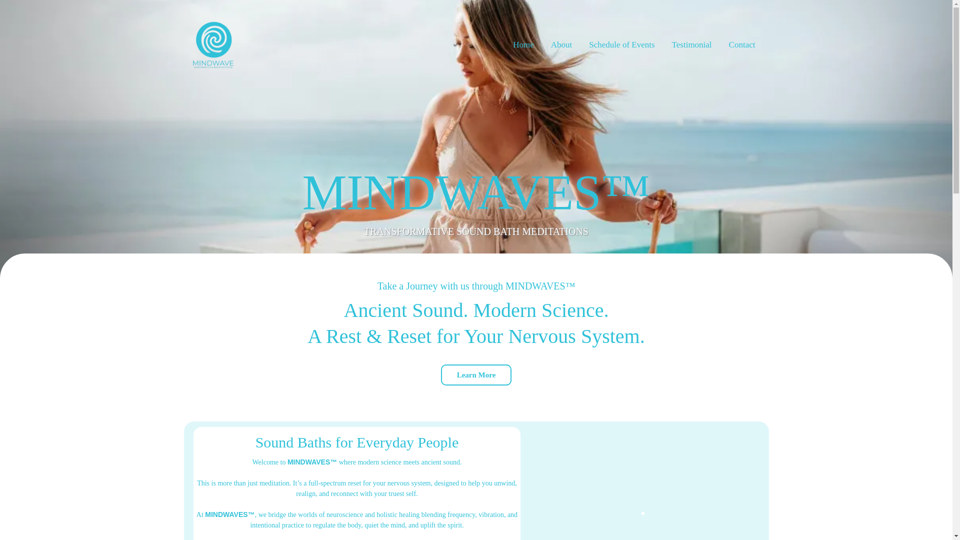 website screenshot of https://mindwavesoundbaths.ca/