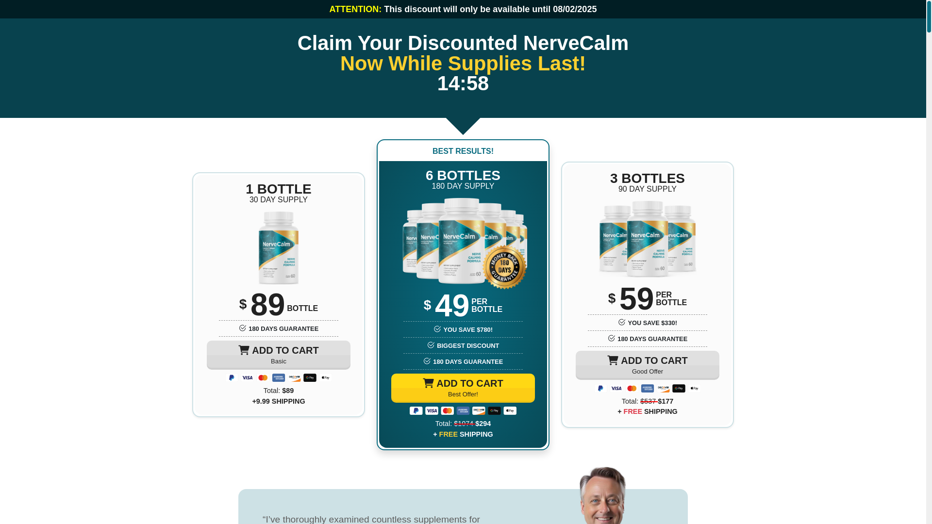 website screenshot of https://truenervecalm.site/