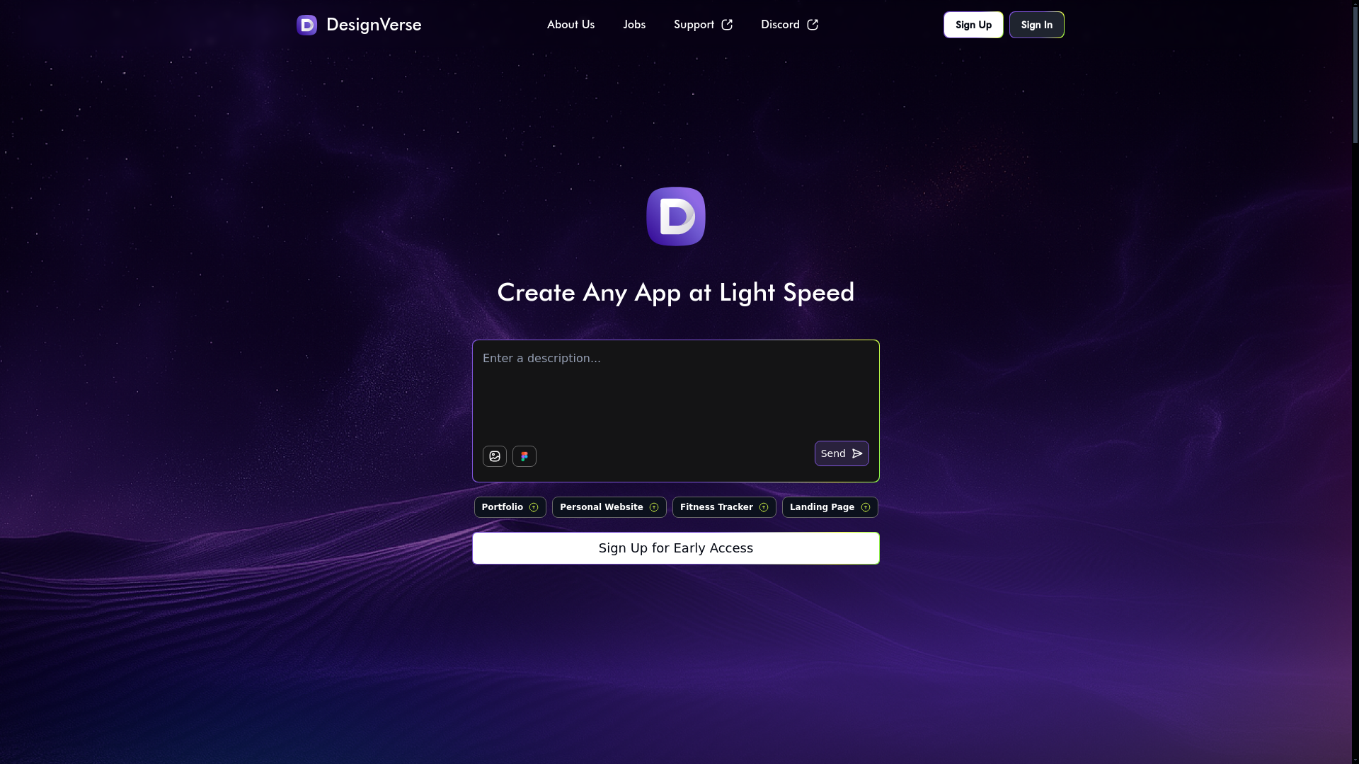 website screenshot of https://trydesignverse.com/