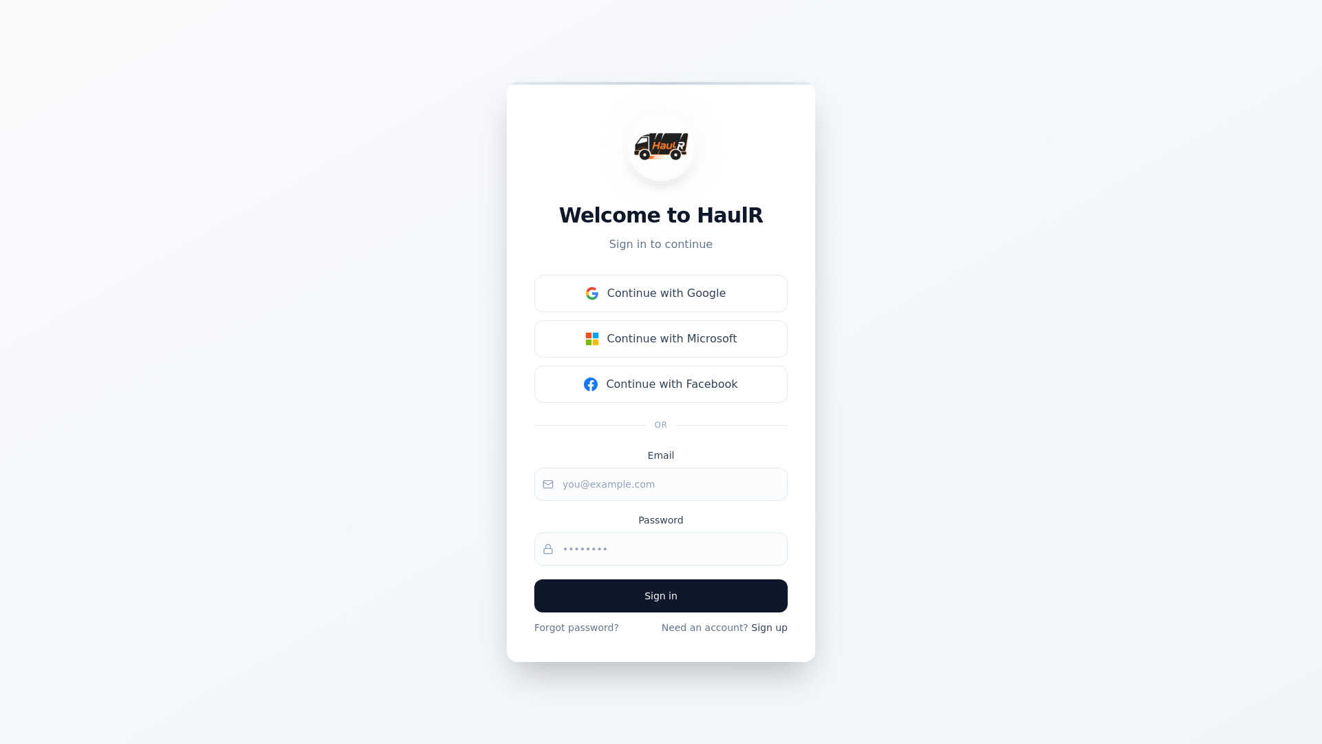 website screenshot of https://haulr.life/