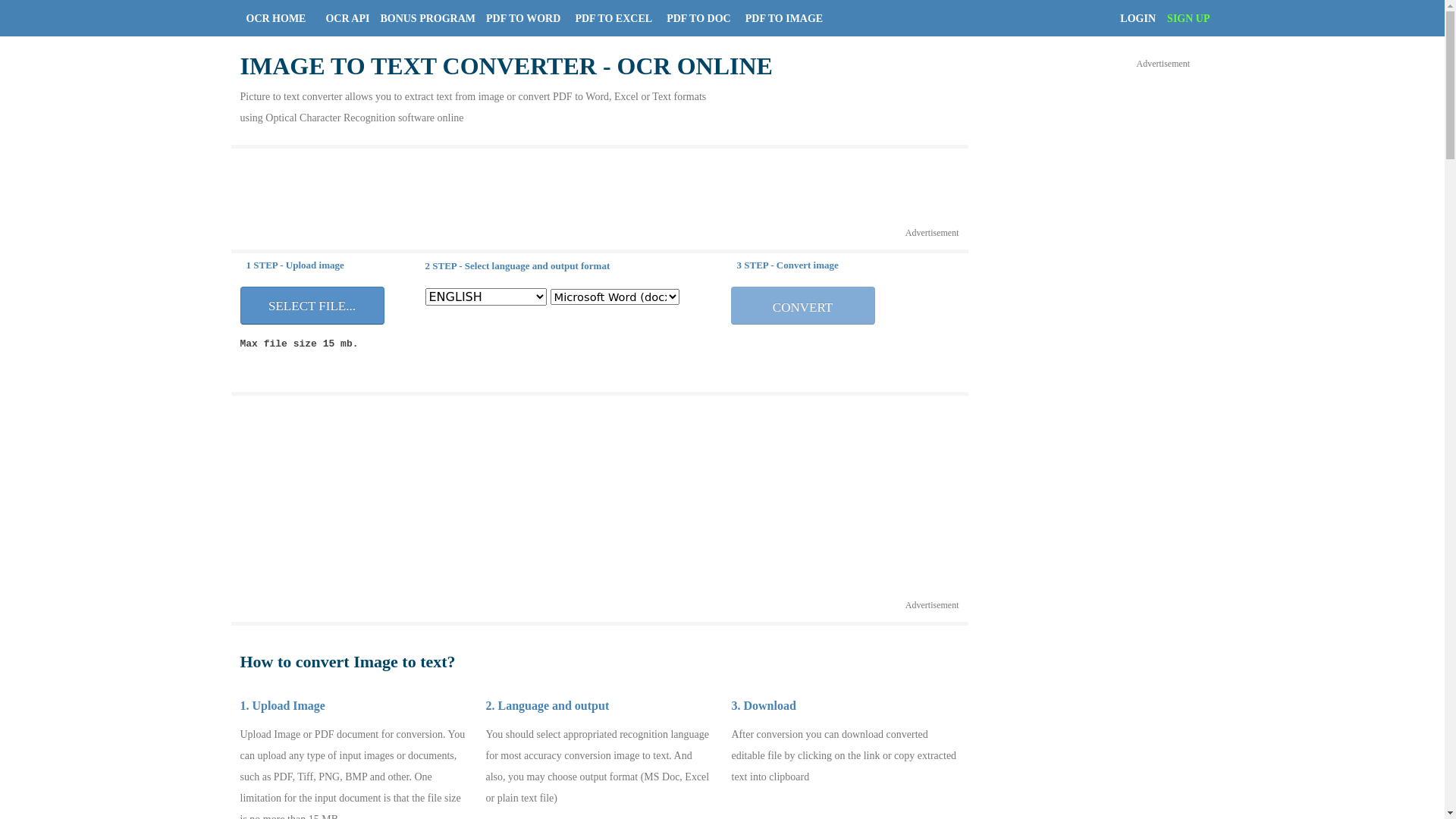 website screenshot of https://www.onlineocr.net/