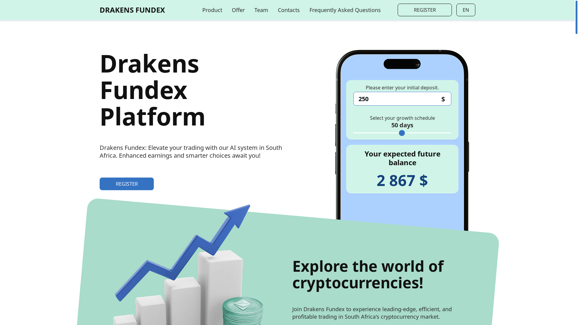 website screenshot of https://drakens-fundex.com/