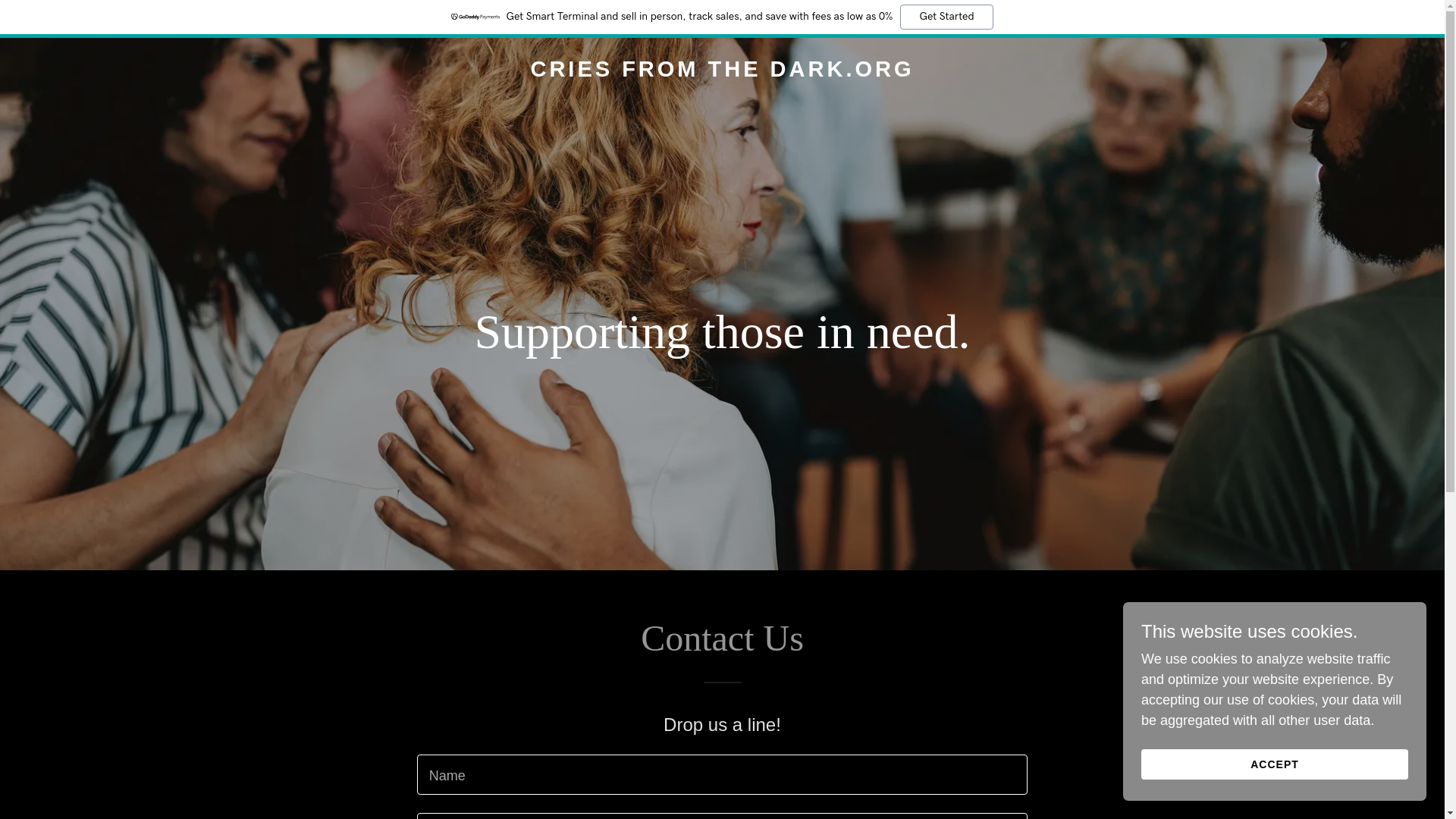 website screenshot of https://criesfromthedark.org/