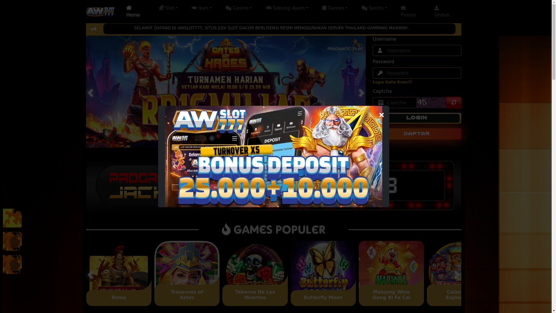 website screenshot of https://awslot777cuan.store/