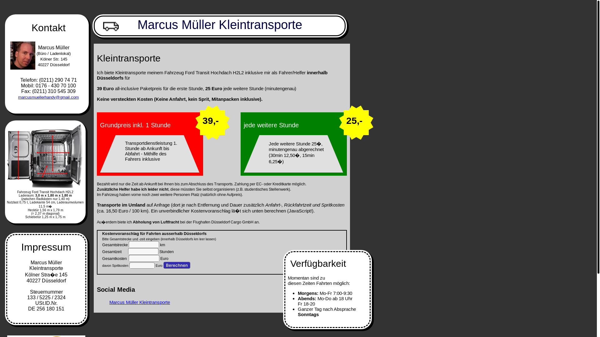 website screenshot of https://marcusmuellerkleintransporte.pages.dev/
