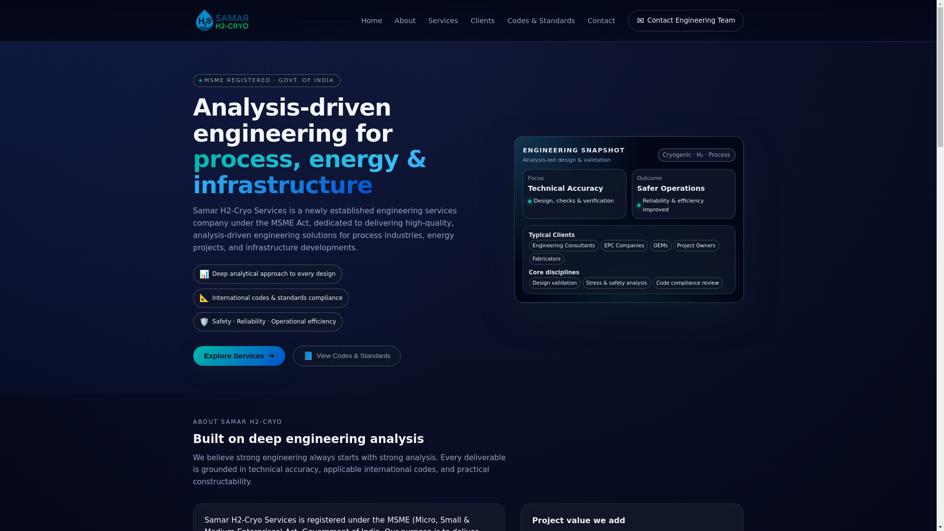 website screenshot of https://samarh2cryo.com/