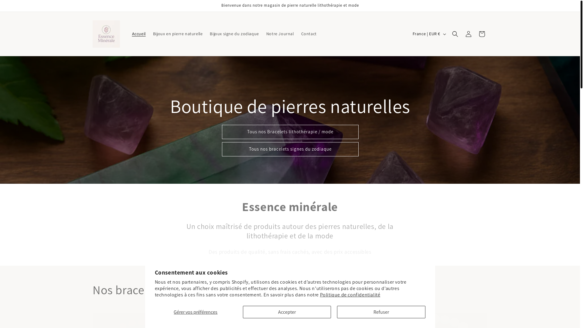 website screenshot of https://bijouxenpierrenaturelle.com/