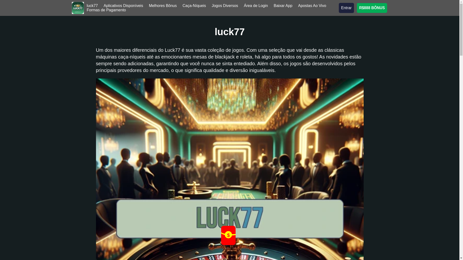 website screenshot of https://luck77br.com/