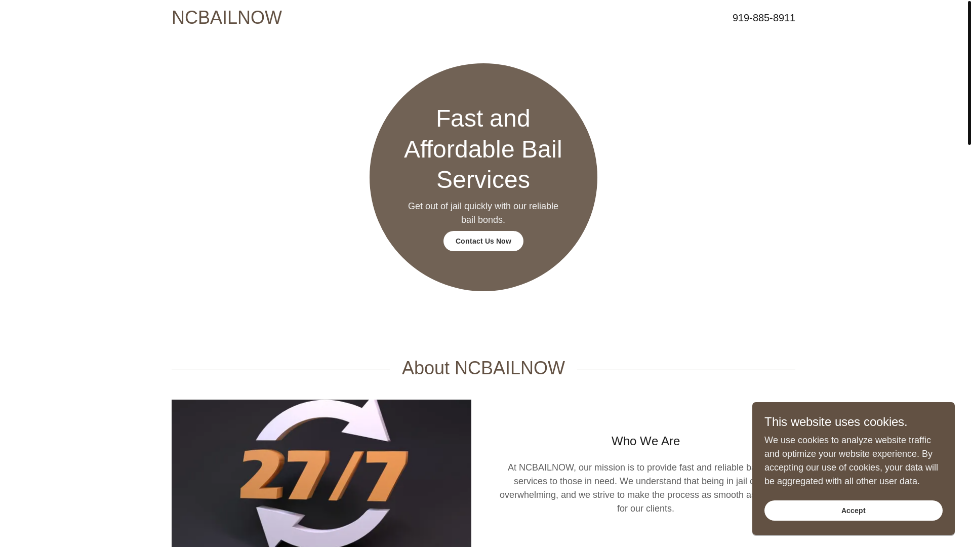 website screenshot of https://ncbailnow.com/