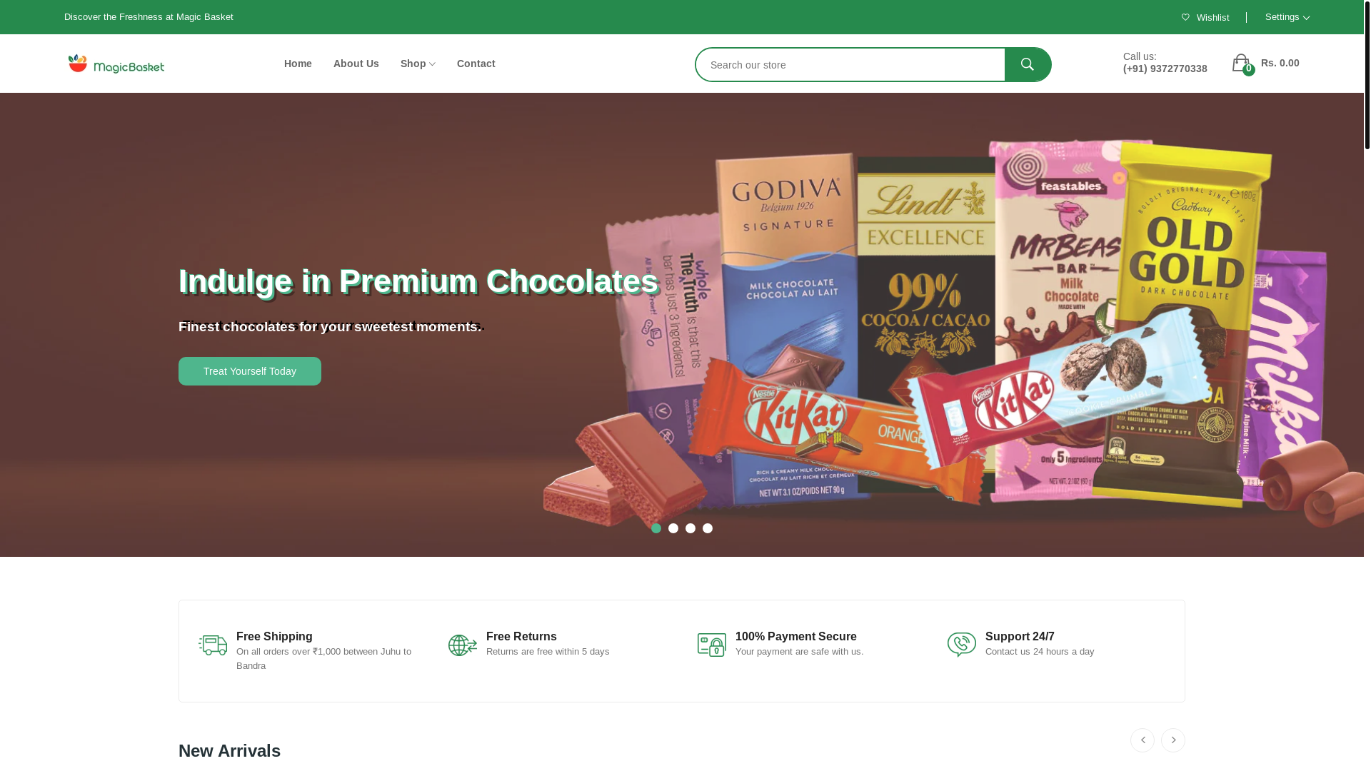 website screenshot of https://magicbasket.online/