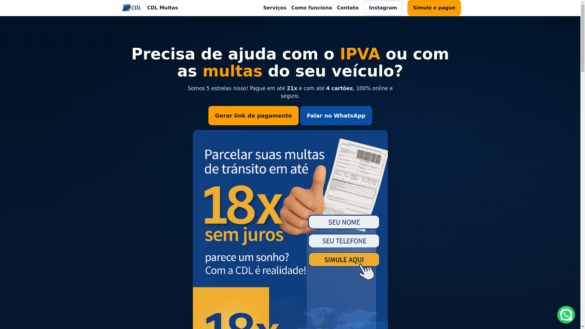 website screenshot of https://cdlmultas.com.br/