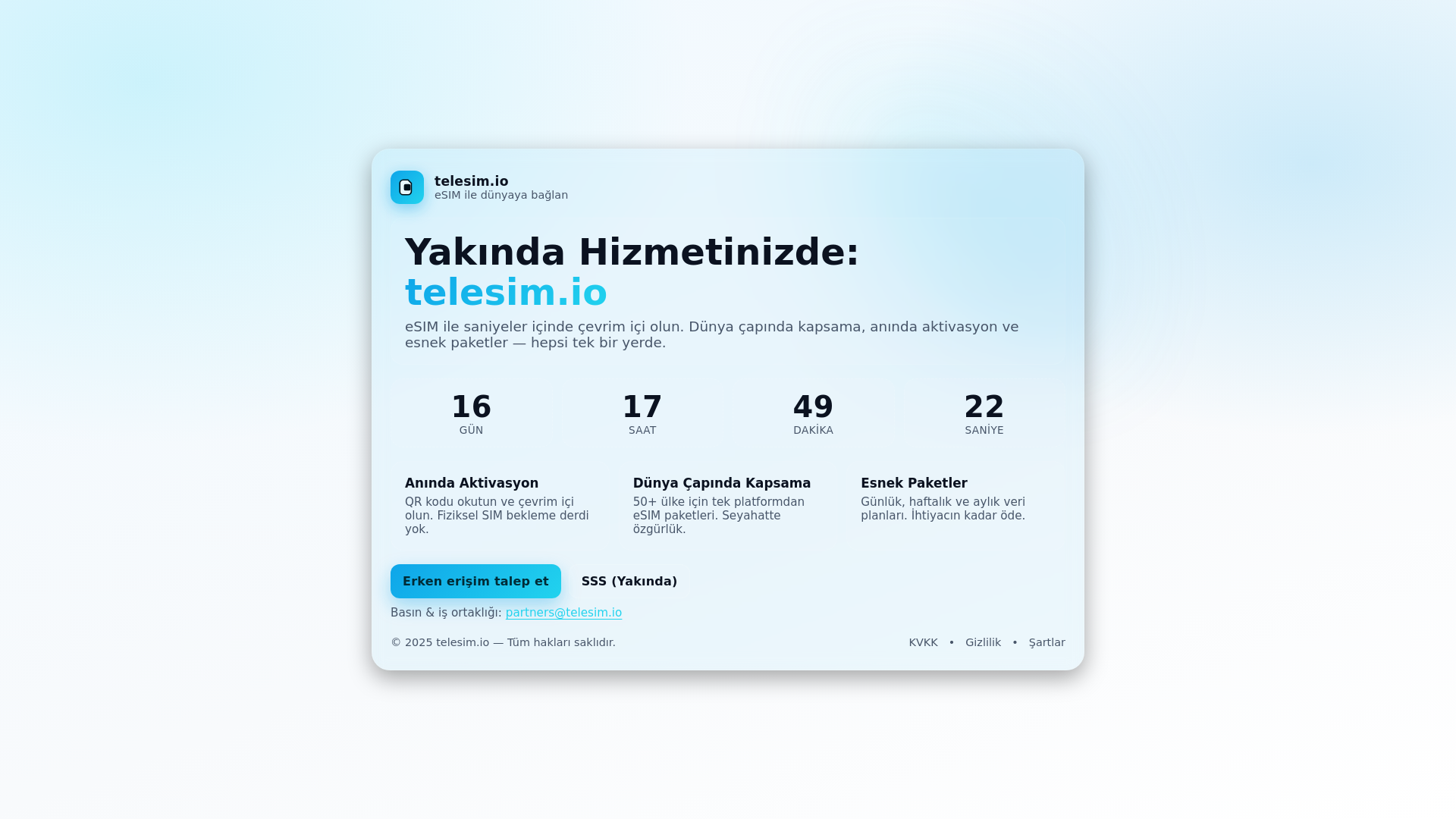 website screenshot of https://telesim.io/
