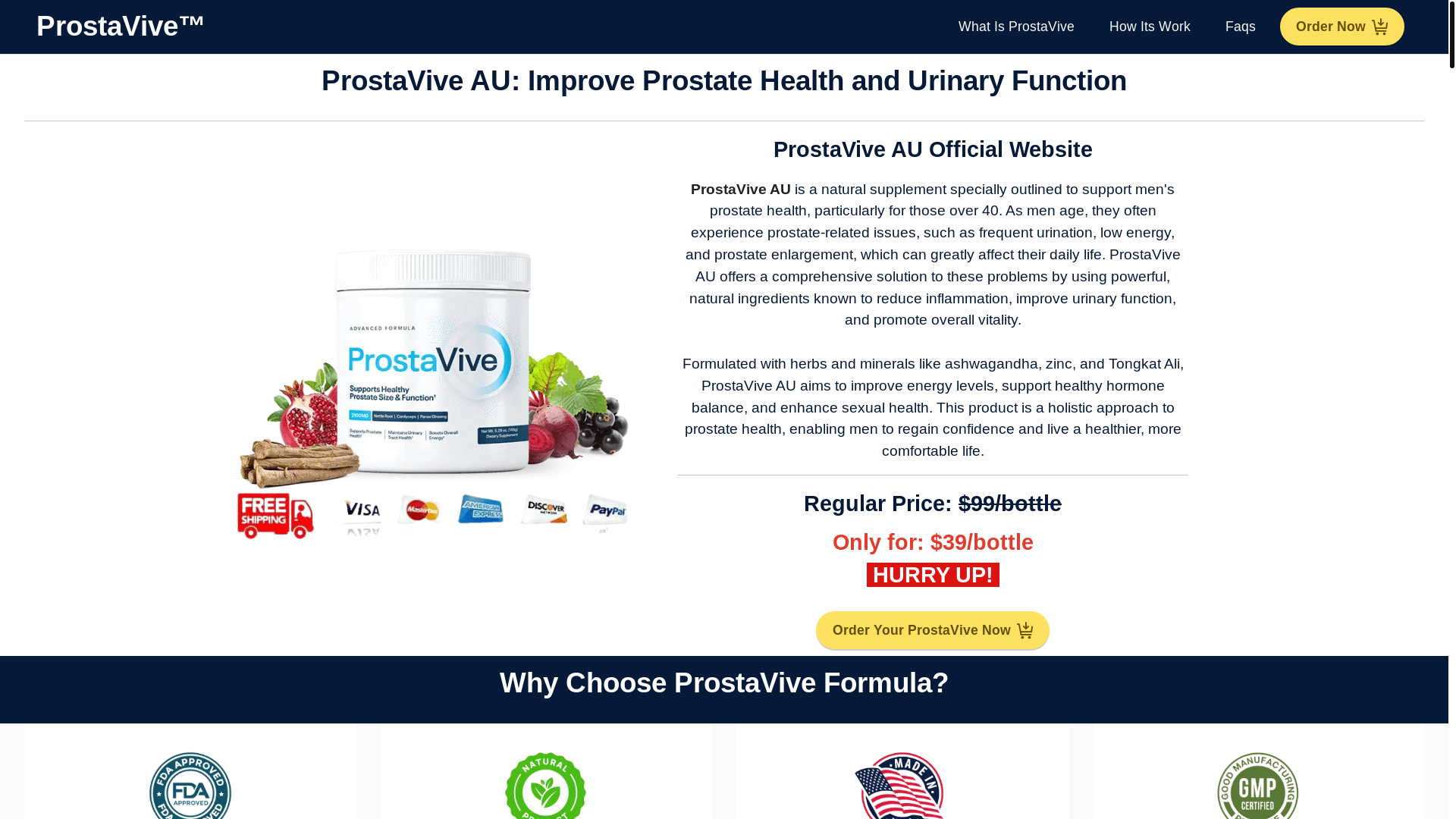 website screenshot of https://prostavive.au/