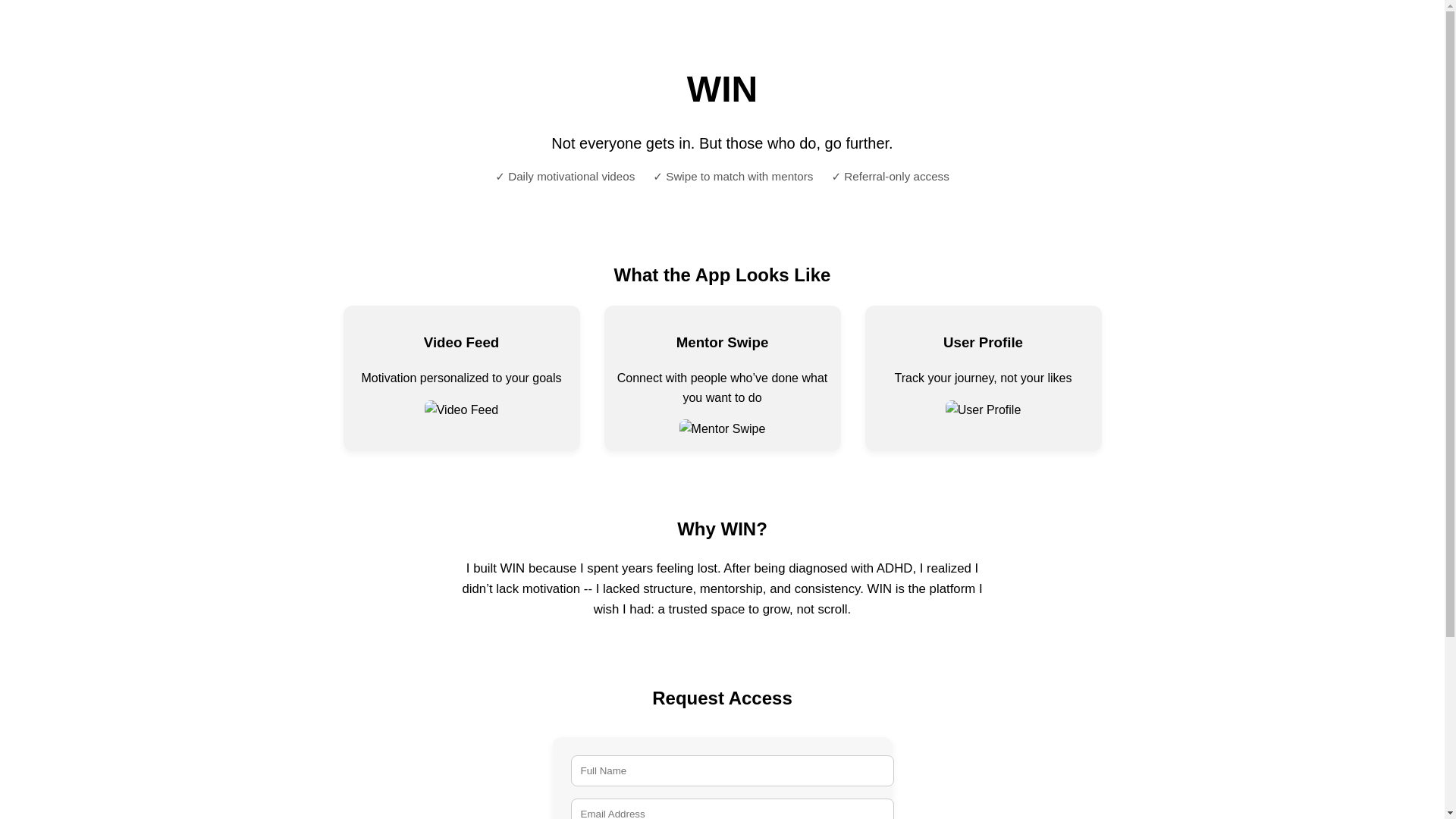 website screenshot of https://thewinlist.app/