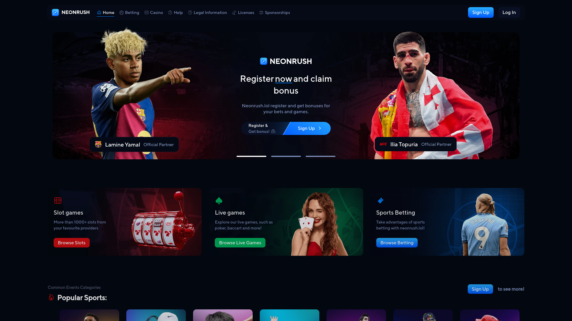 website screenshot of https://neonrush.lol/