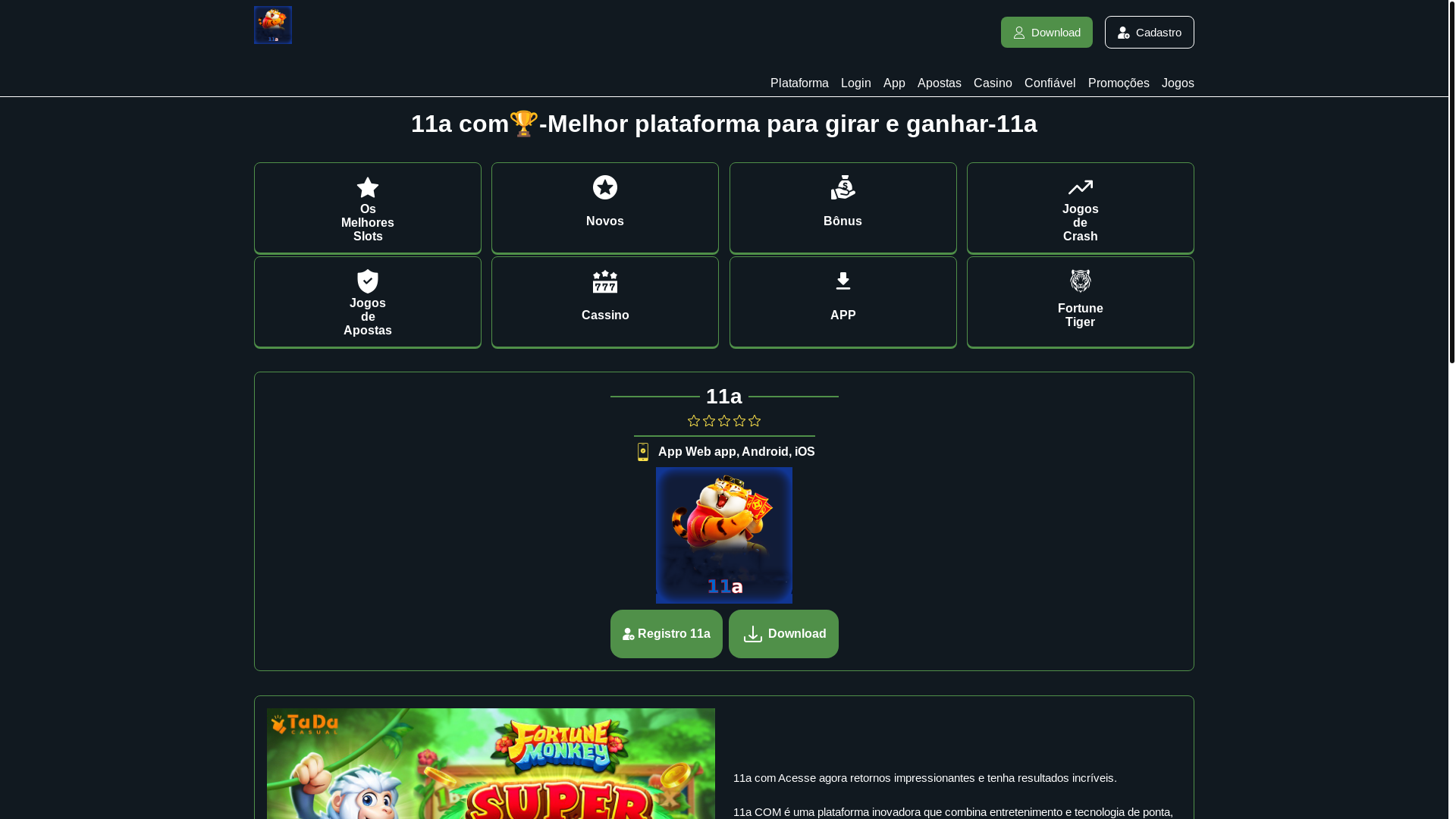 website screenshot of https://11aplataforma.com/