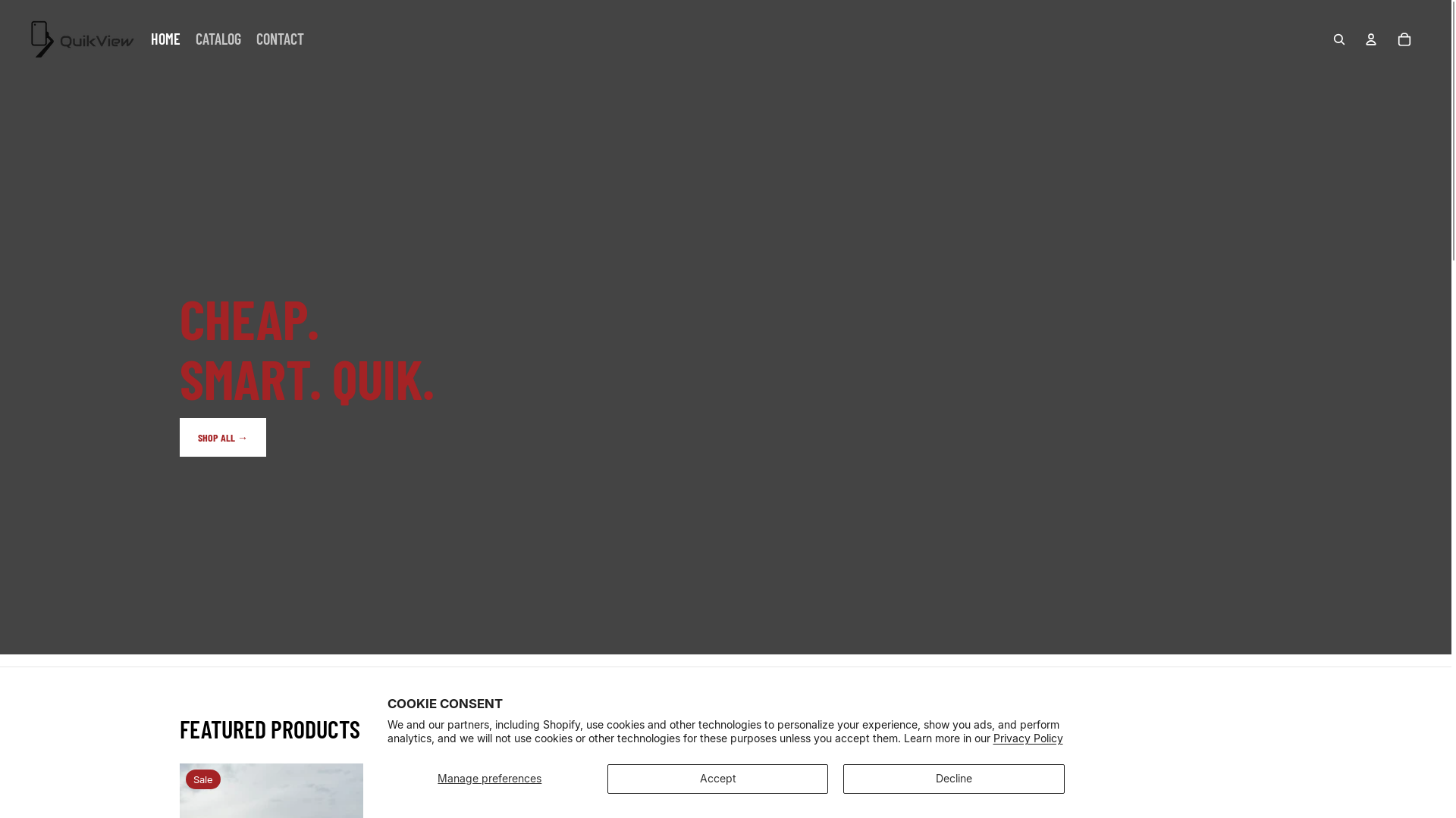 website screenshot of https://quikviewstore.com/