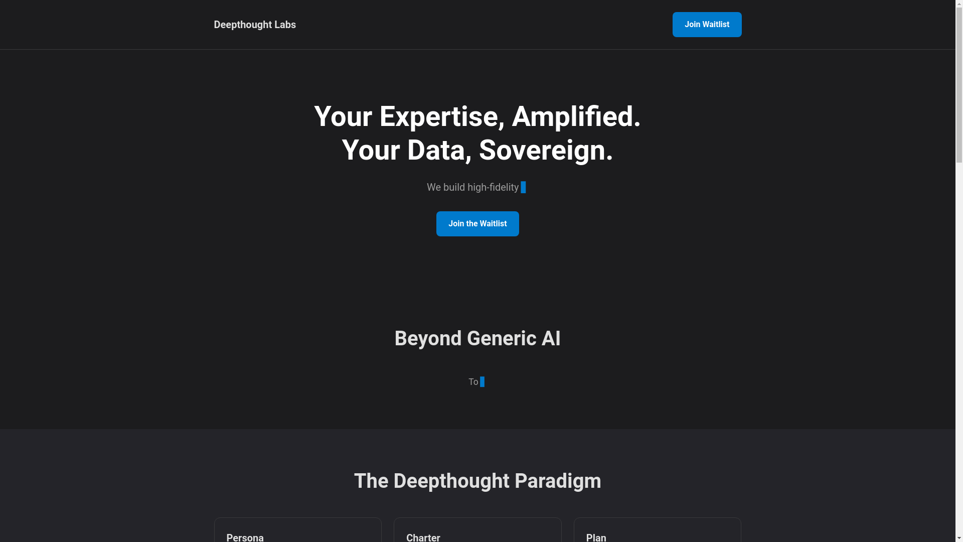 website screenshot of https://deepthoughtlabs.ai/