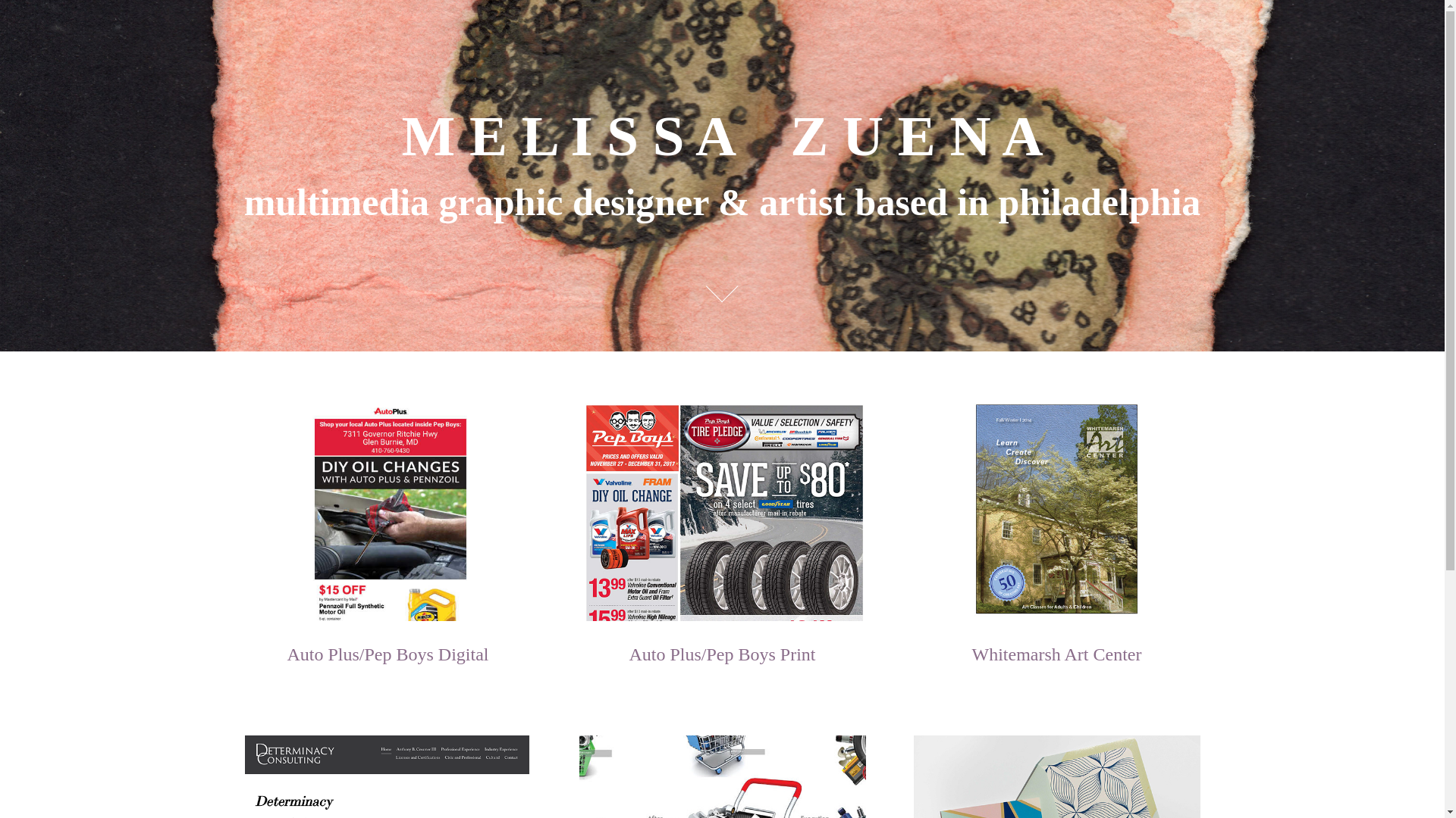 website screenshot of https://melissazuena.com
