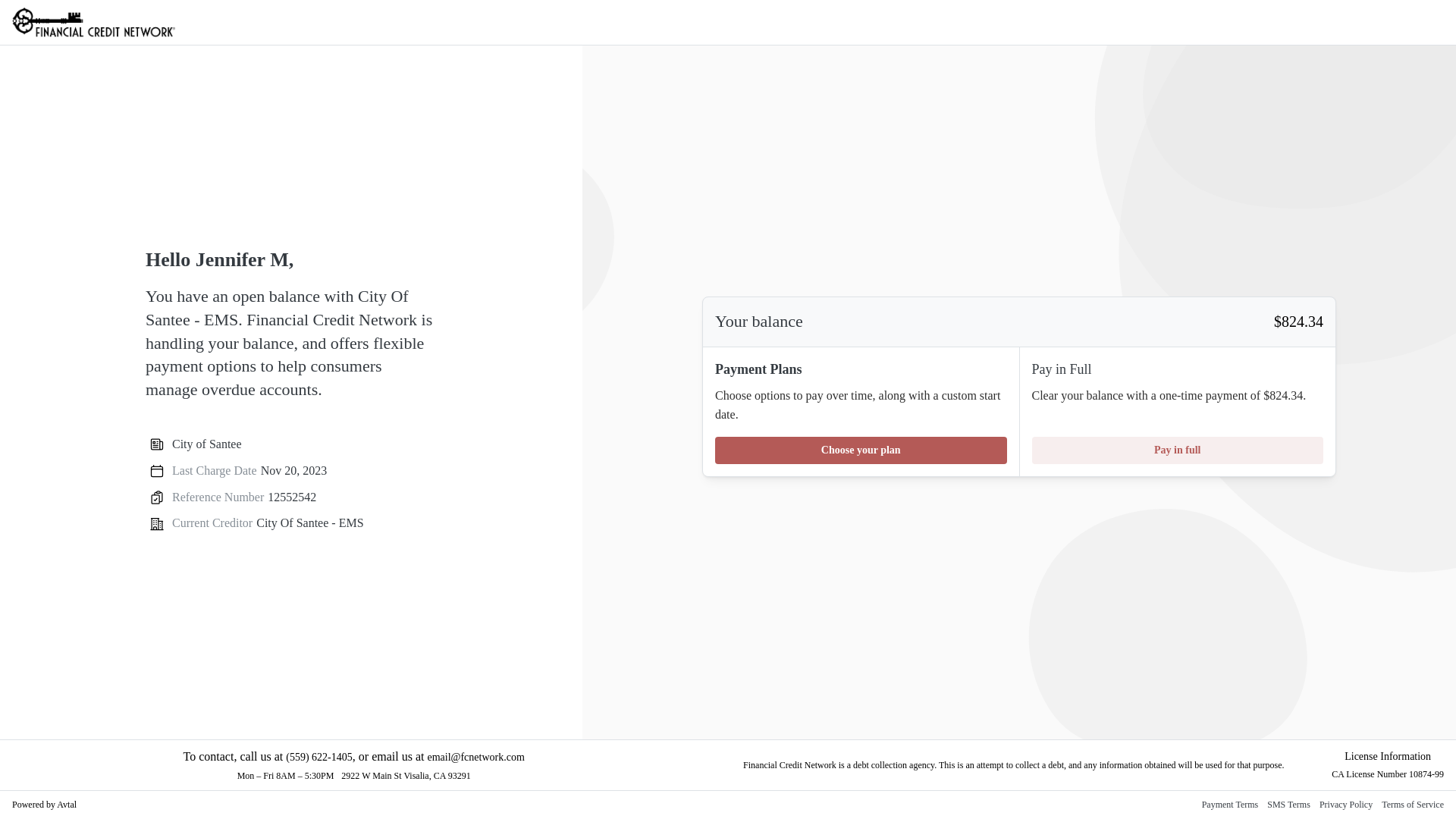 website screenshot of https://fcn.avtal.com/al/5sXz99xA