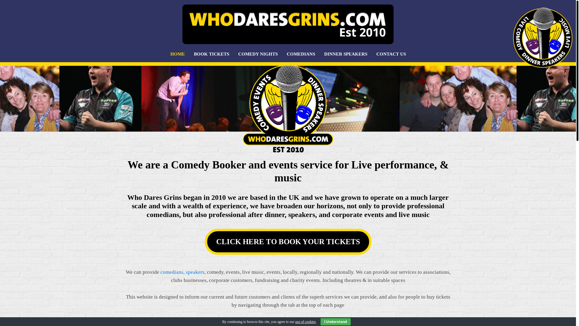website screenshot of https://ellesmereportcomedyclub.com/